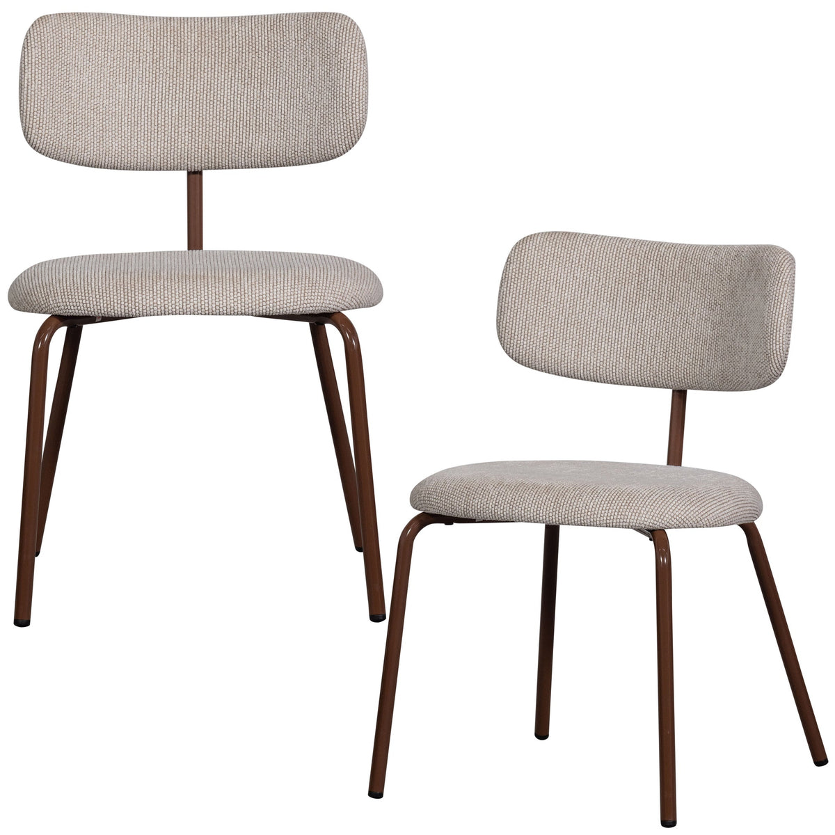 WOOOD eetkamerstoelen Travis - Polyester - Off White - Set van 2