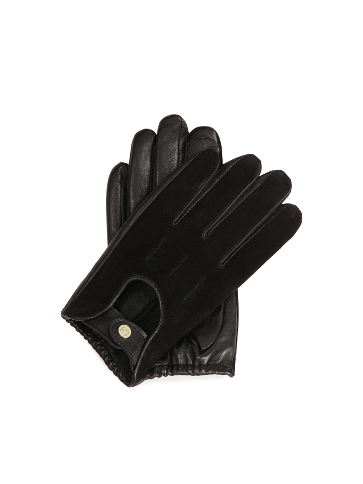 Black gloves made of two types of leather