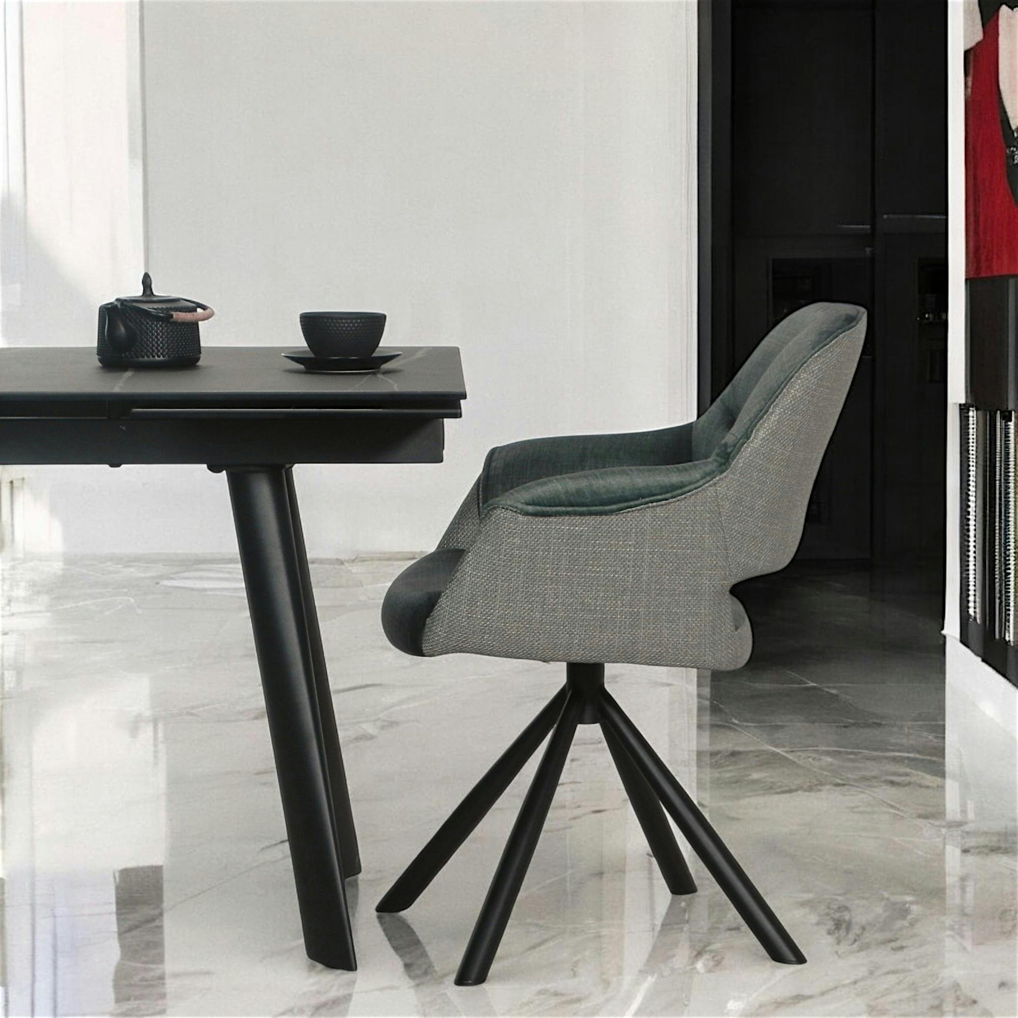 Fauteuil pivotant bi-matière, couleur lagon (lot de 2) IENA