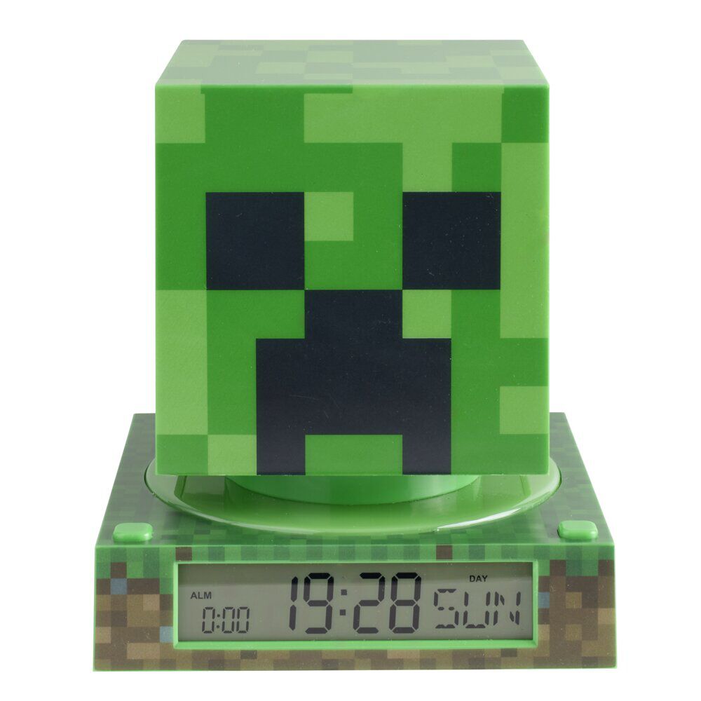 Lampe 3D réveil Minecraft avec affichage date Creeper vert 13x13xH15cm