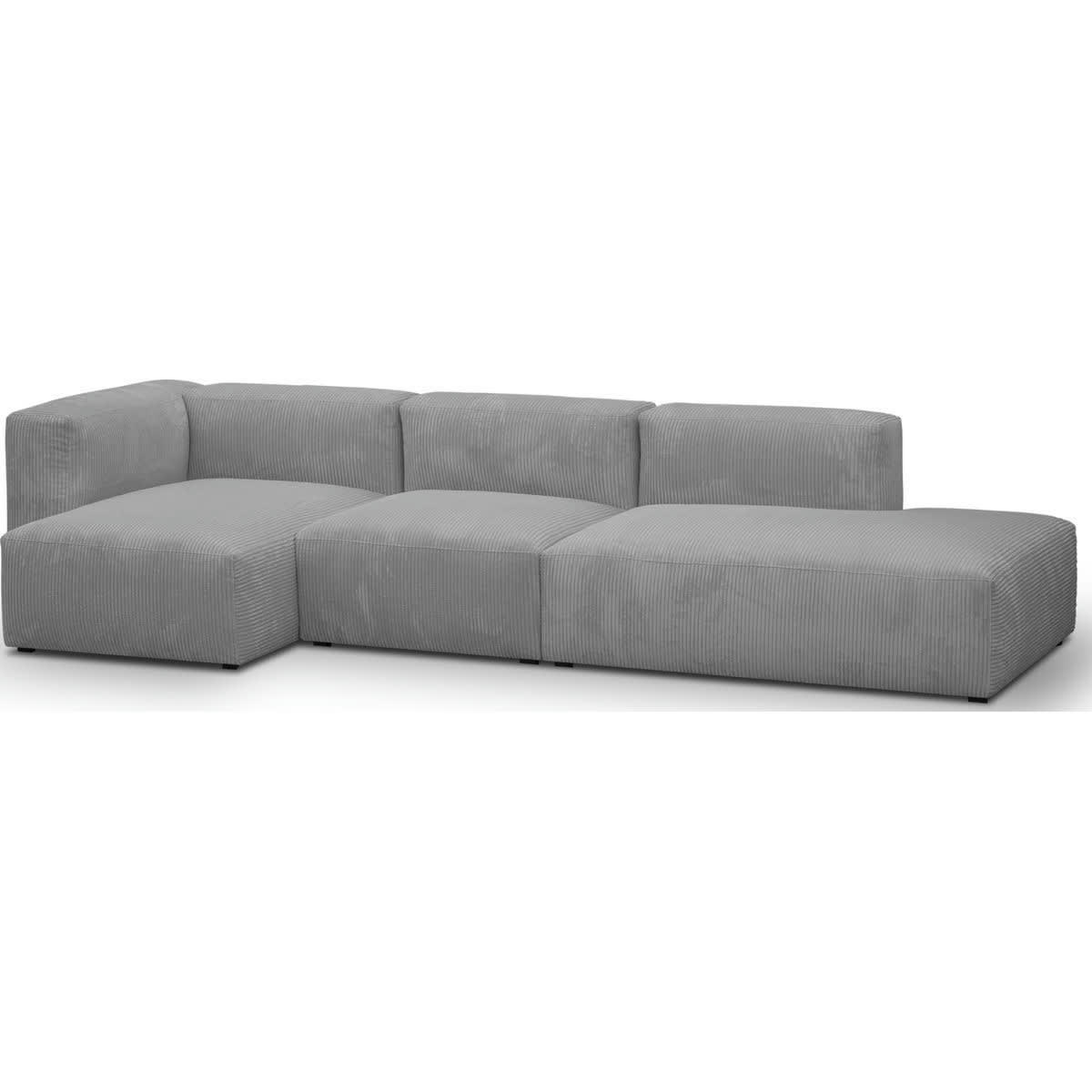 MODULO NEW - Canapé modulable angle gauche 5 places en velours côtelé gris clair