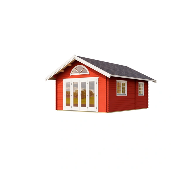 Blockbohlenhaus »Caroline«, BxHxT: 489,9 x 330,6 x 675 cm (Außenmaß inkl. Dachüberstand), rot