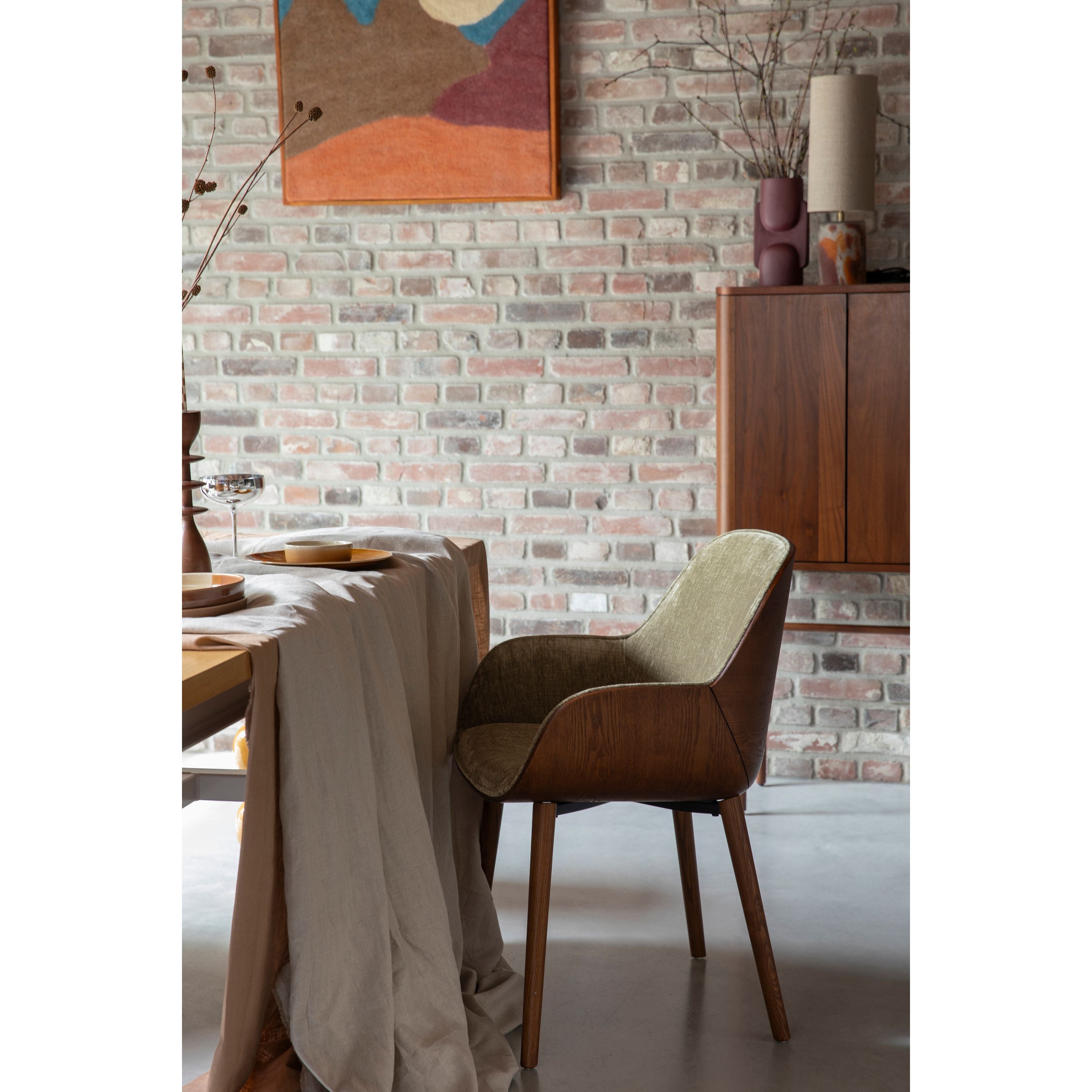 Dutchbone Taylor Eetkamerstoel Armleuning Groen