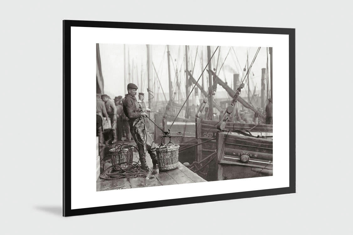 PECHE - Photo ancienne noir et blanc pêche n°30 alu 60x90cm