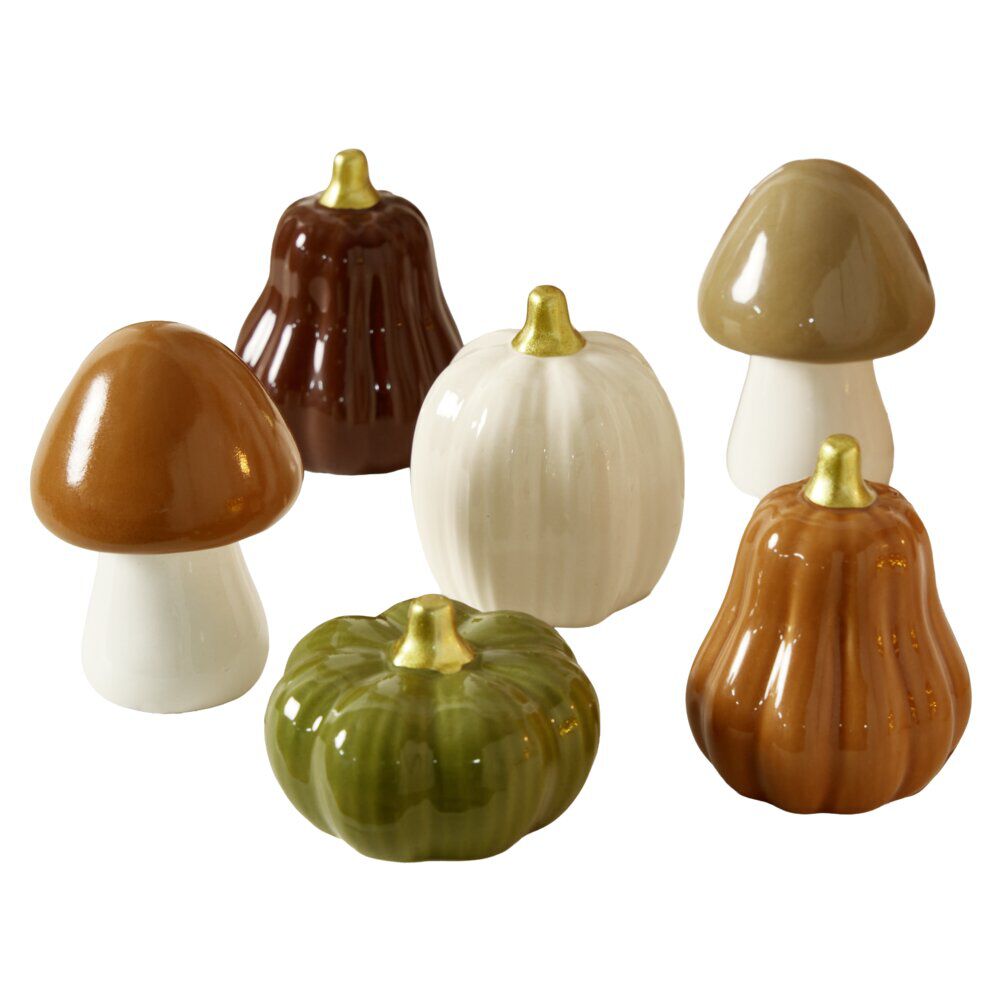 Décoration de table à poser thème automne en céramique Ø4,5xH7cm (6 modèles)