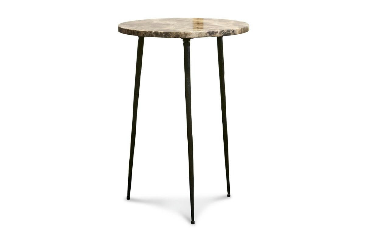 VILMA - Petite table d'appoint en marbre gris et métal