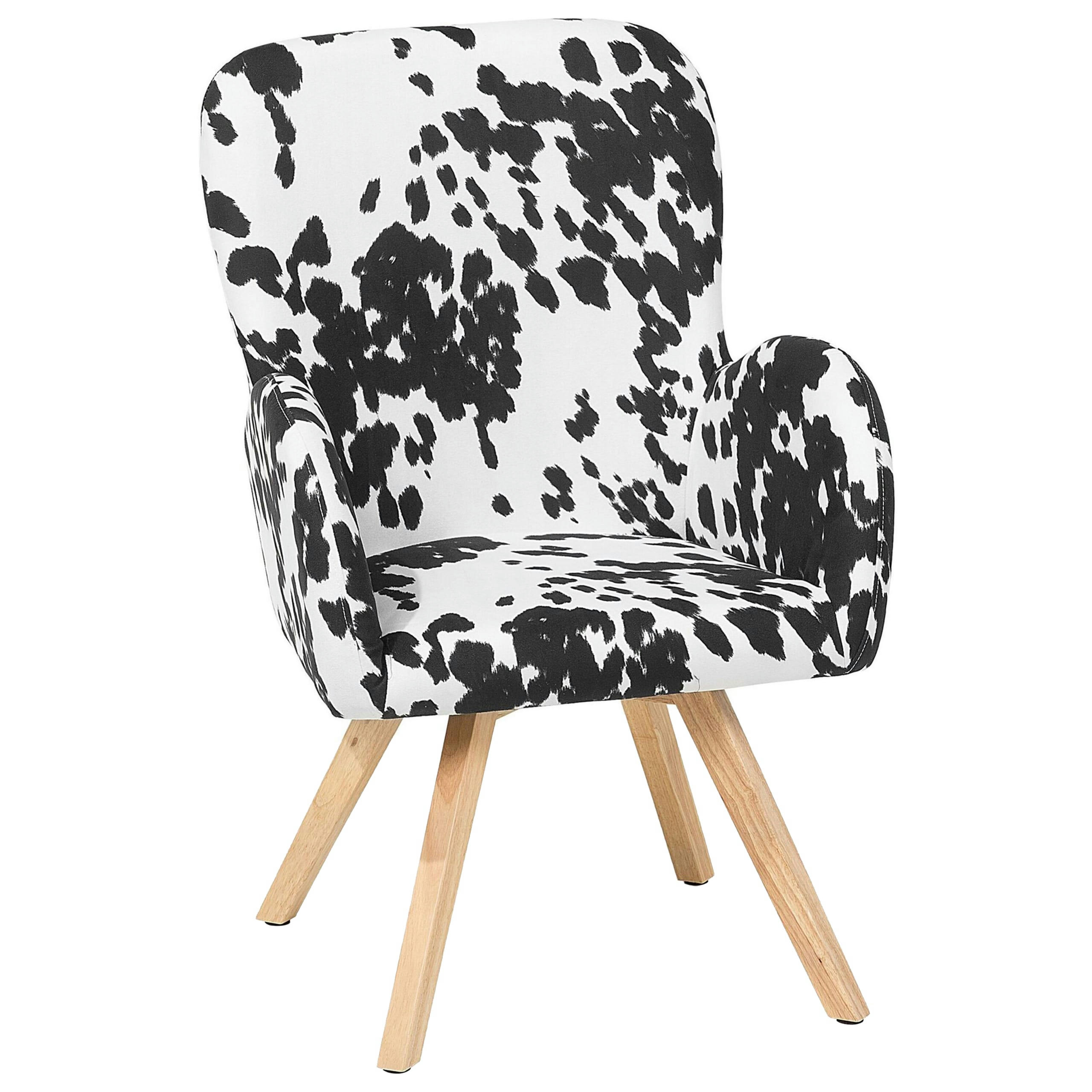 BJARN - Fauteuil en tissu tapissé motif peau de vache