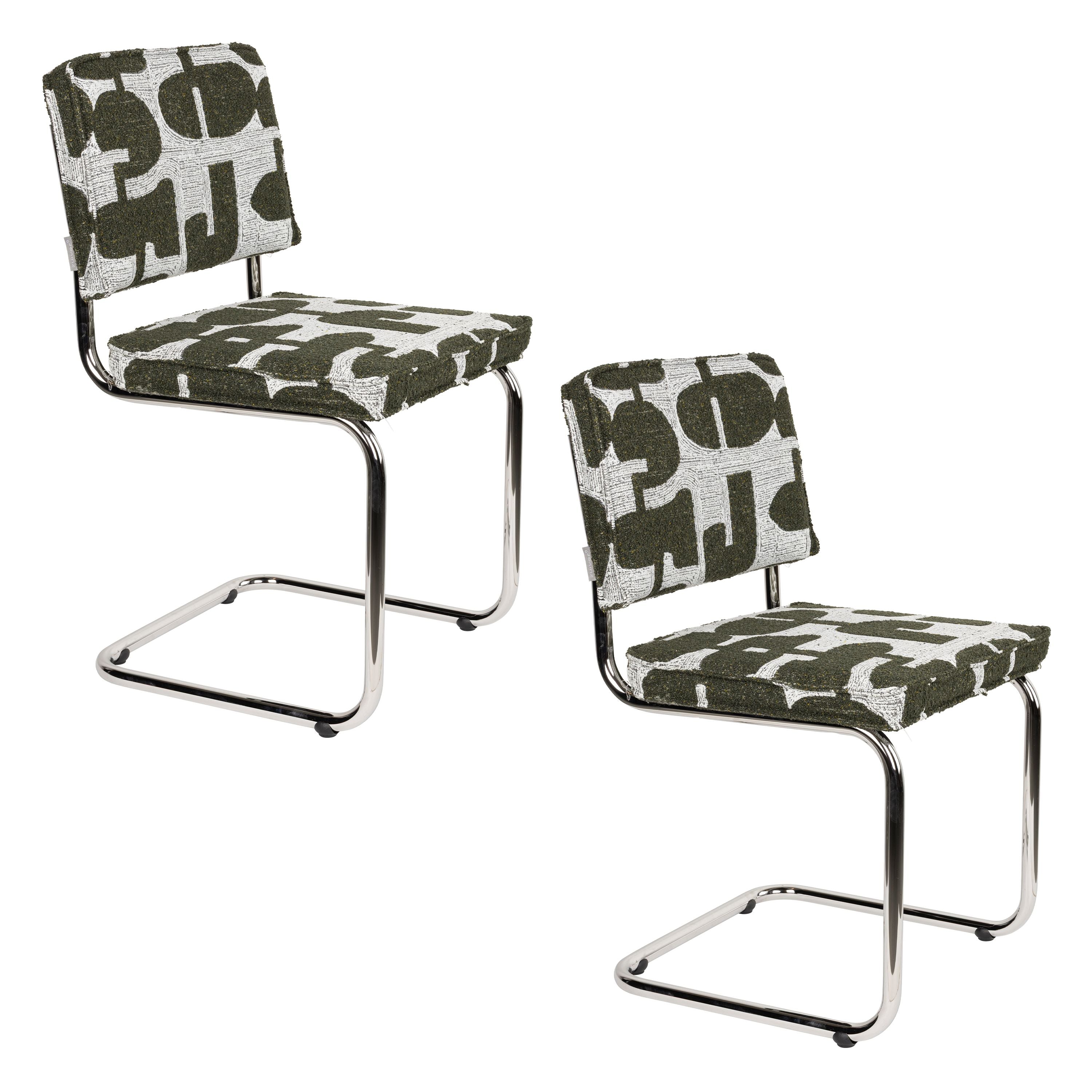 Zuiver Ridge Deco Symbols Eetkamerstoelen Groen - Set van 2