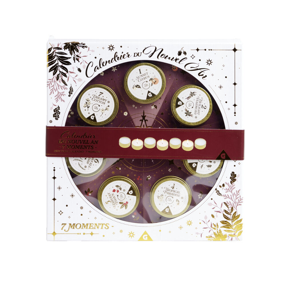 Calendrier du nouvel an thème bougies 7 cases