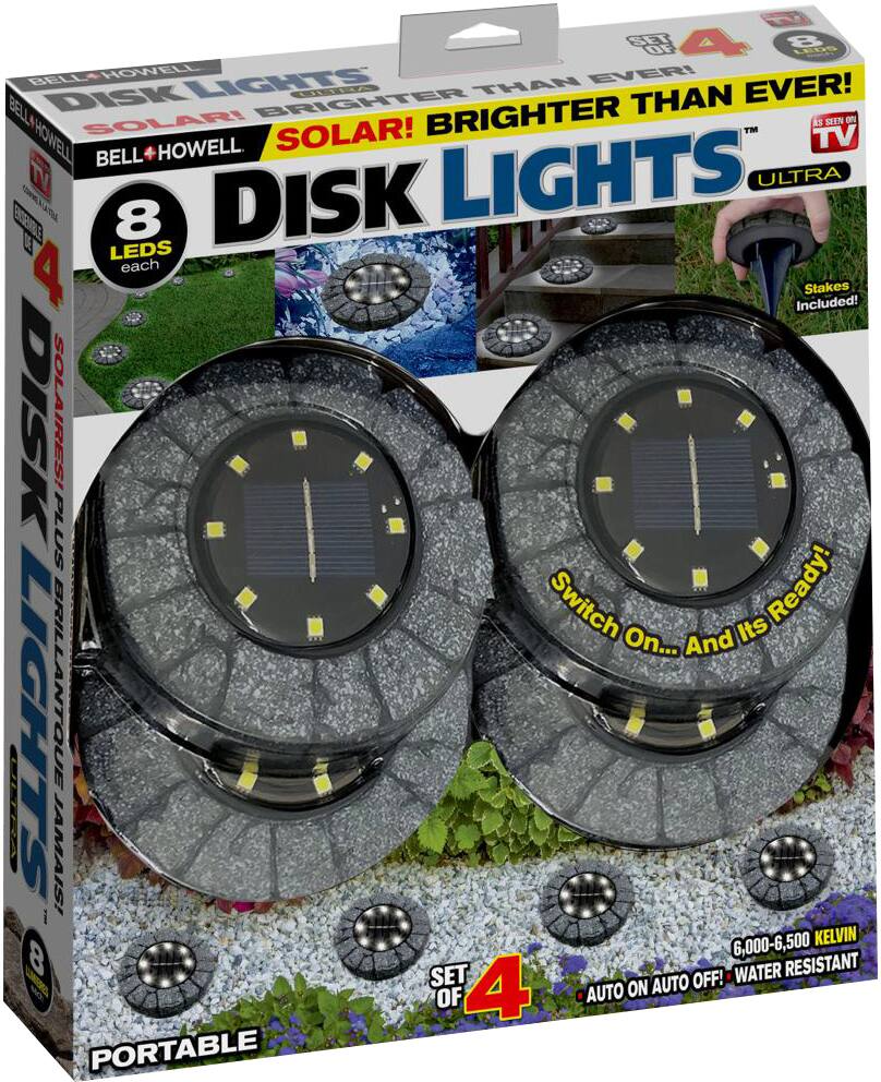 As Seen On TV Bell & Howell Outdoor Solar Disk Lights, Pebble