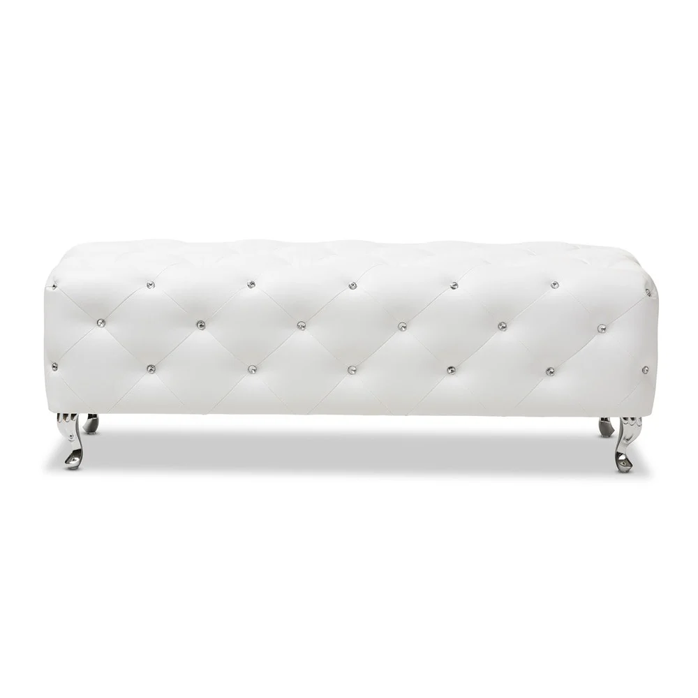 Silver Orchid Heston Crystal Tufted Modern Bench