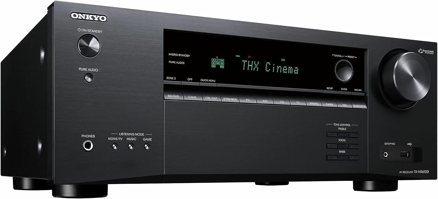 Onkyo TX-NR6100 7.2 Channel 8K Smart AV Receiver - THX Certified  Works with Sonos Certified  and Ultimate 4K Gaming Experience