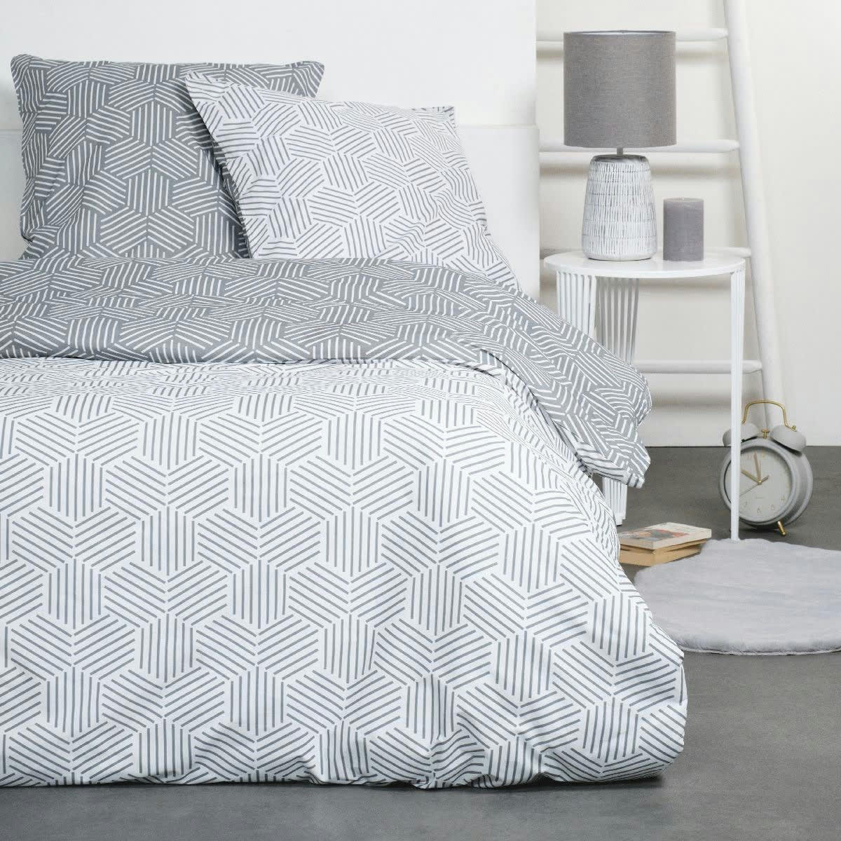 - Parure de lit en Coton Gris 260x240 cm