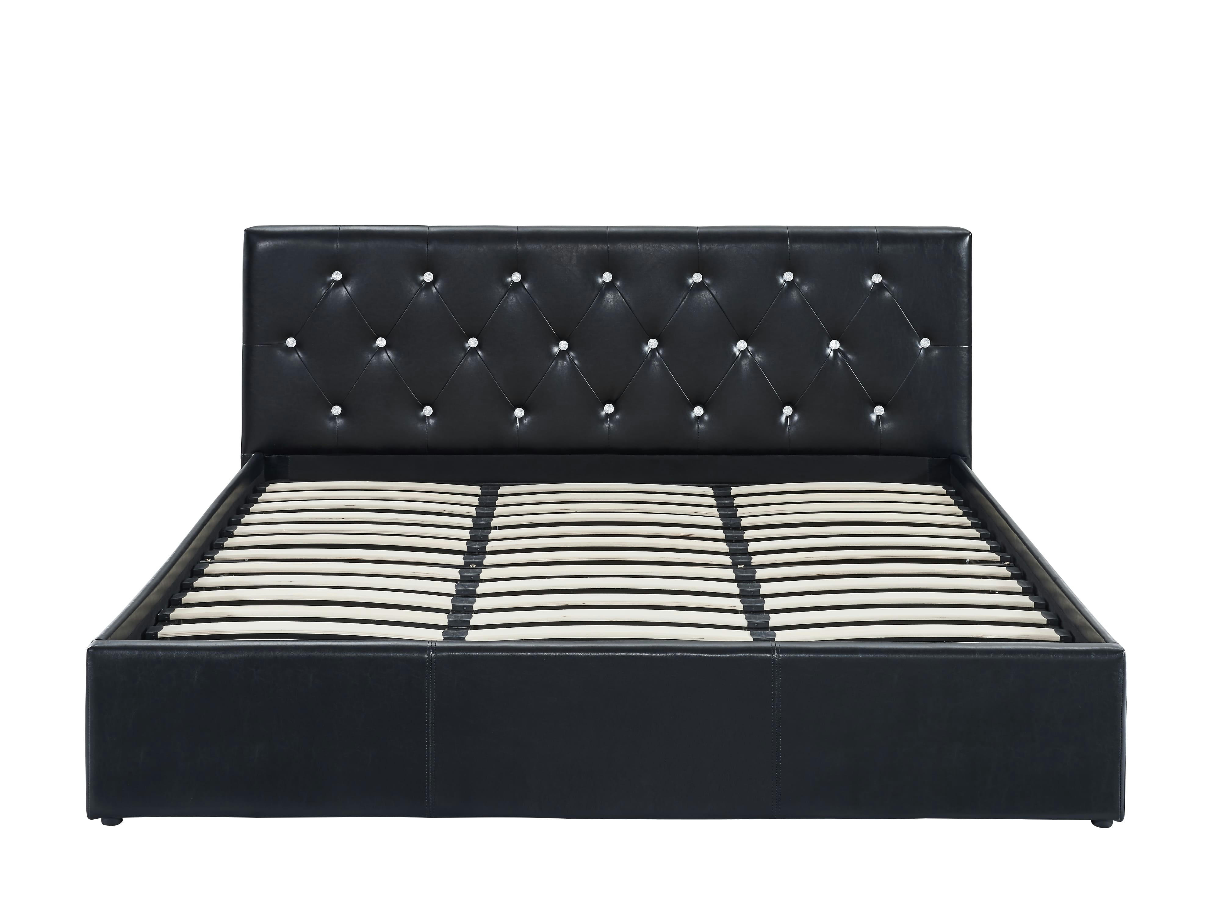 BAHIA - Lit coffre  simili noir 180x200 sommier inclus