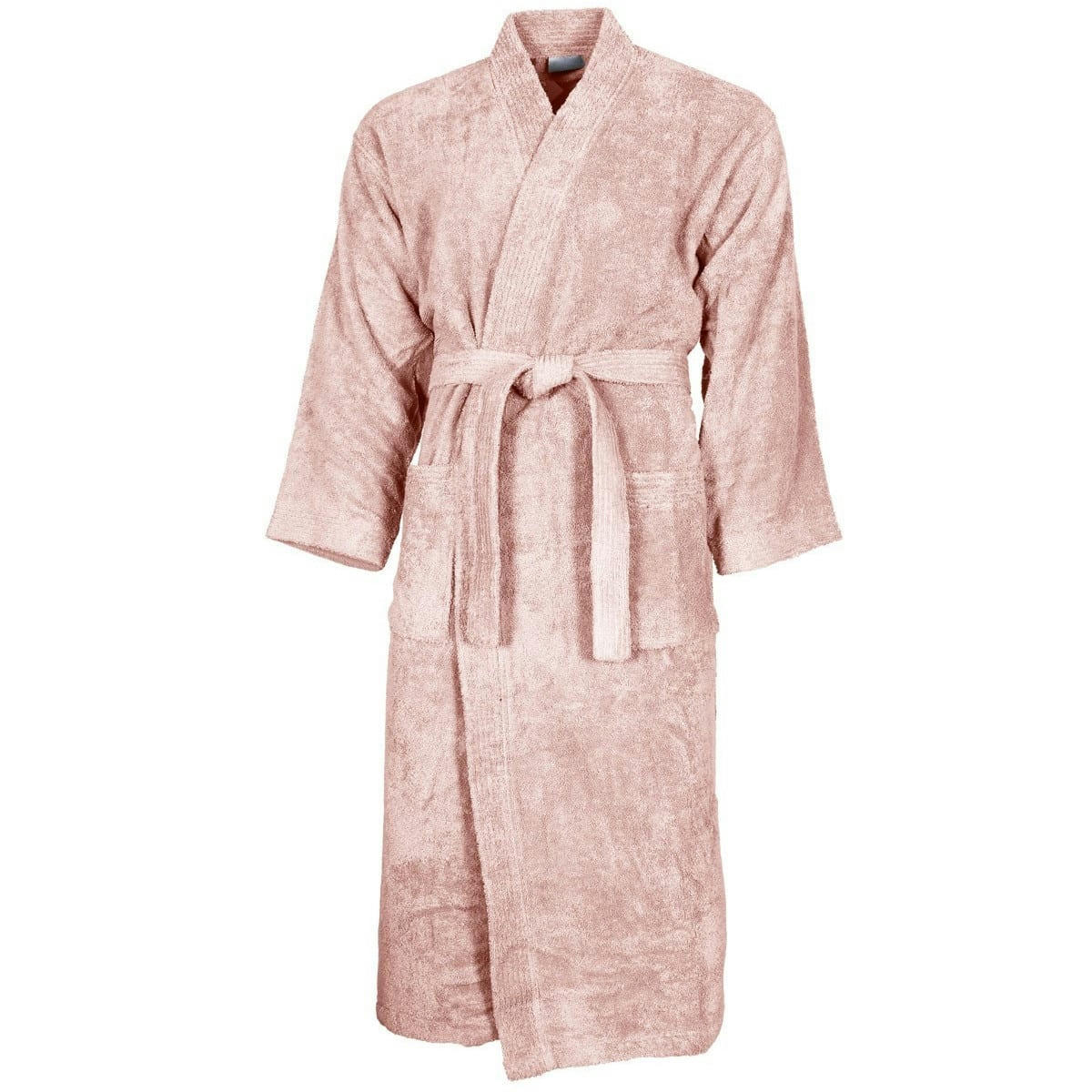LUXURY - Peignoir col kimono en coton  Poudre L
