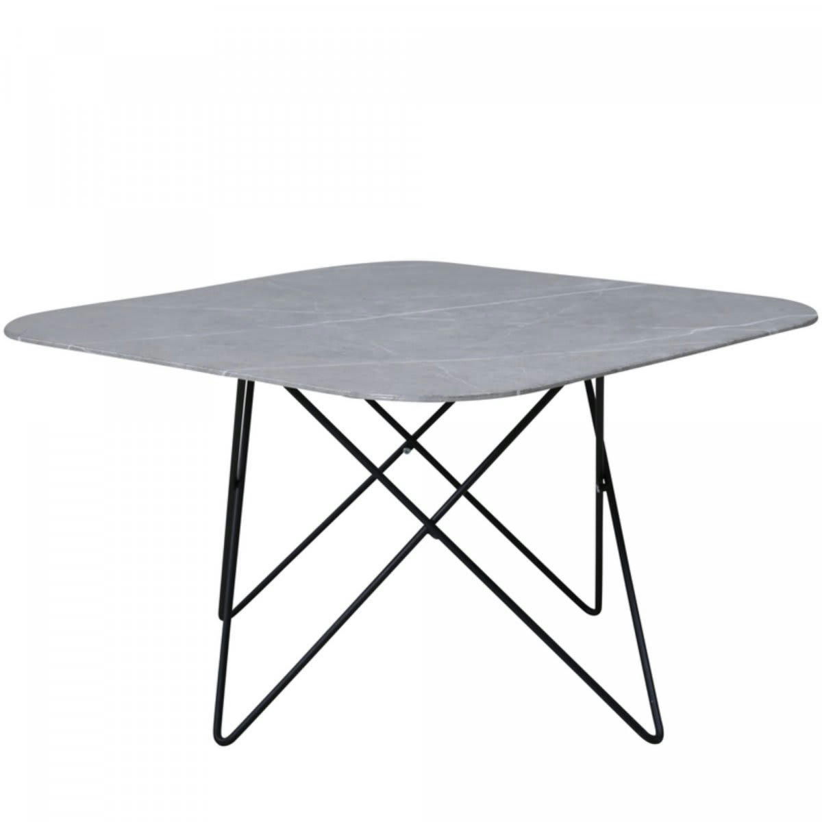 TRISHA - Table basse élégante avec plateau en verre marbré gris