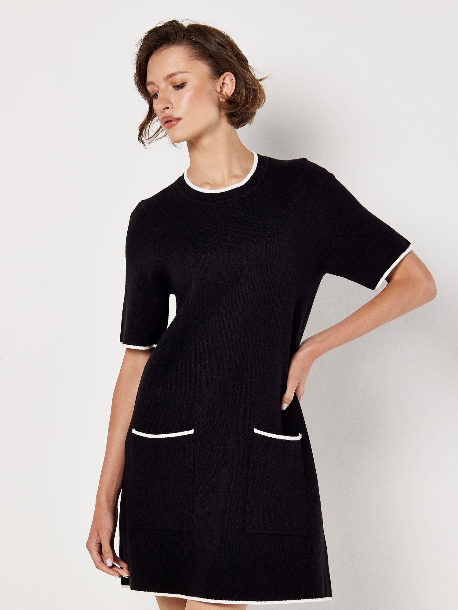 Apricot Monochrome Knitted Mini Dress