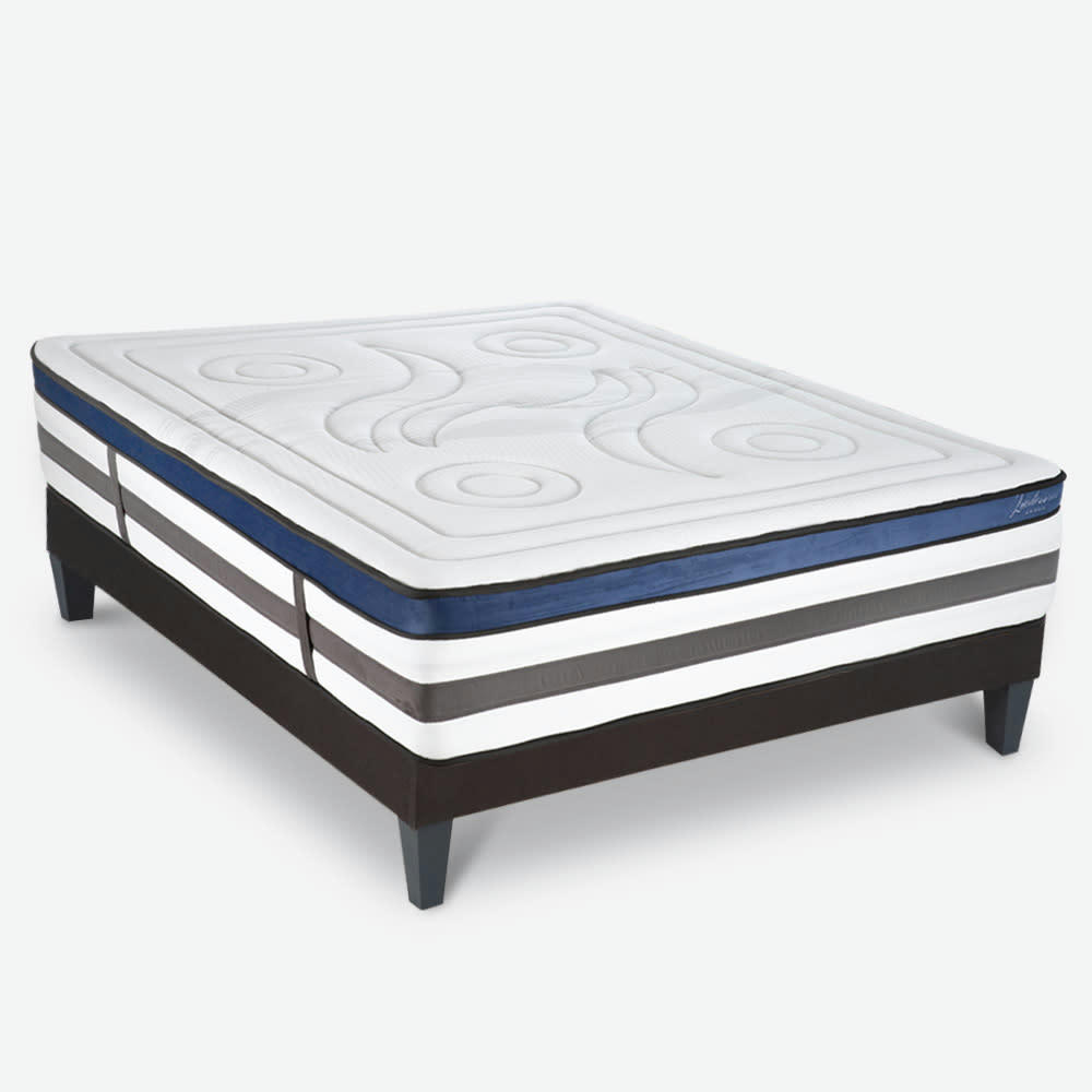 QUINTESSENCE - Ensemble Matelas à Mémoire de forme h30cm et sommier gris 140x200