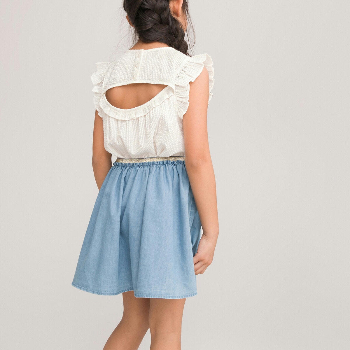 Blouse manches courtes gaufrée