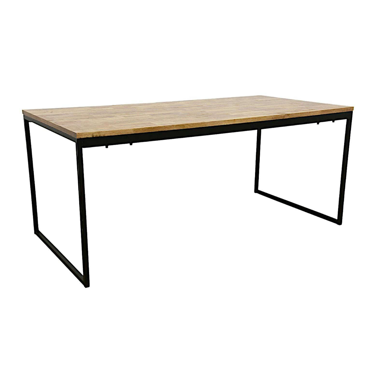 Table de Repas en Hévéa recyclé naturel et pieds métal 180x90x77cm LOFT