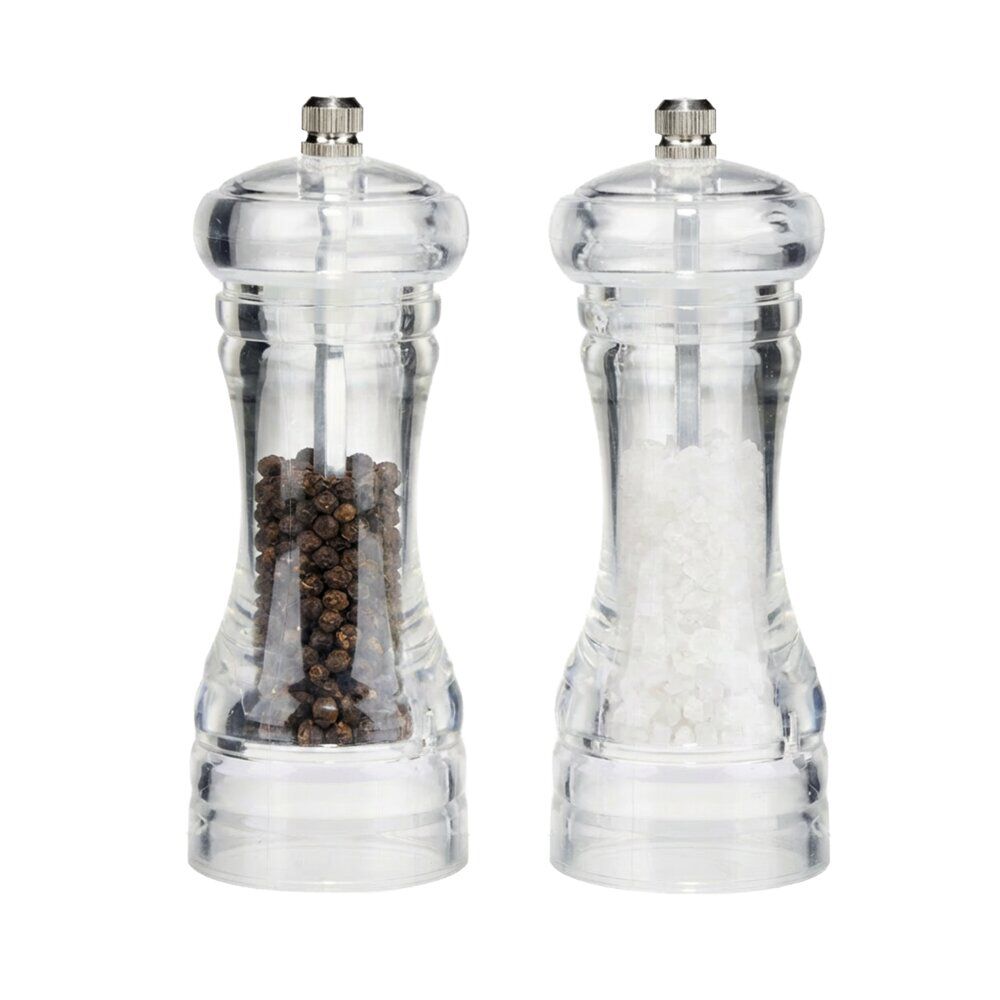 Moulin à sel et poivre x2 plastique transparent Ø5xH14cm