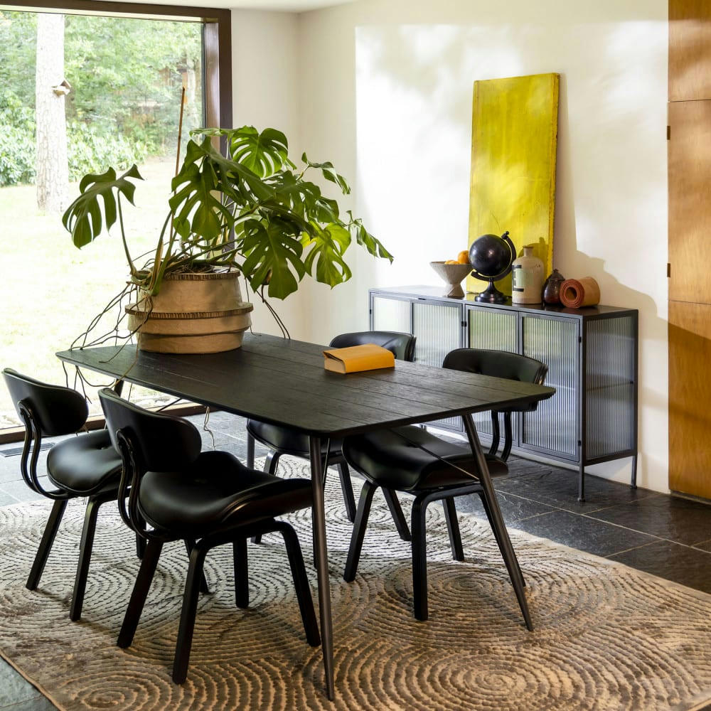 ROGER - Table à manger en bois et métal 180x90cm noir