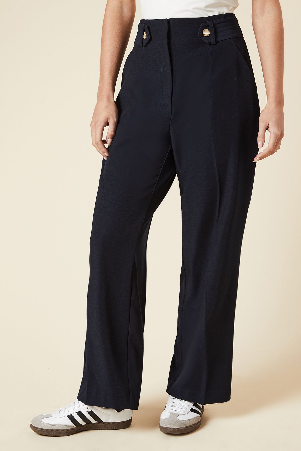 Dorothy Perkins Petite Tab Belted Straight Leg Trouser