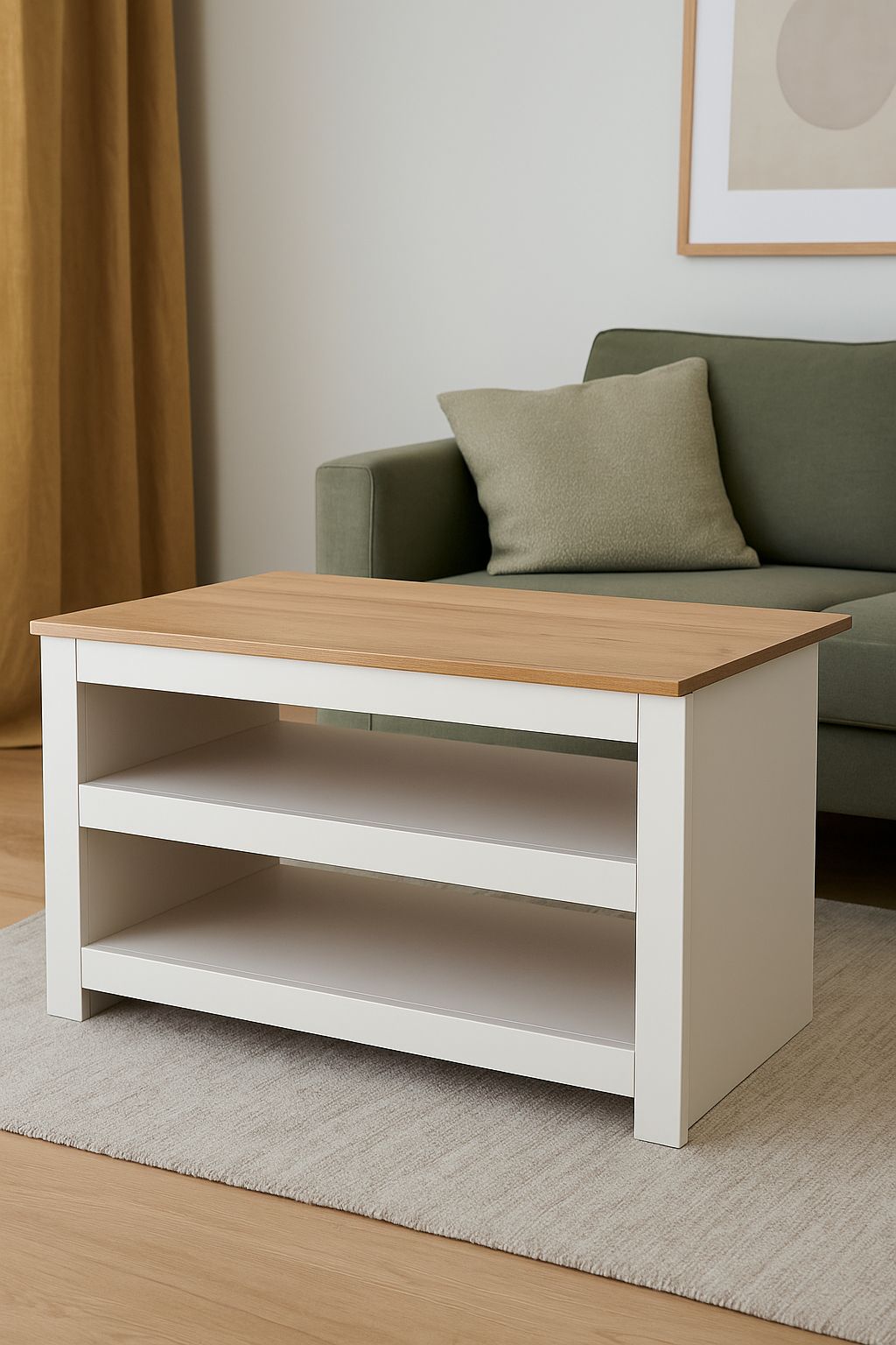 KOSY KOALA Open Shoe Rack - Two-Tier Storage Shelf with Wooden Top
