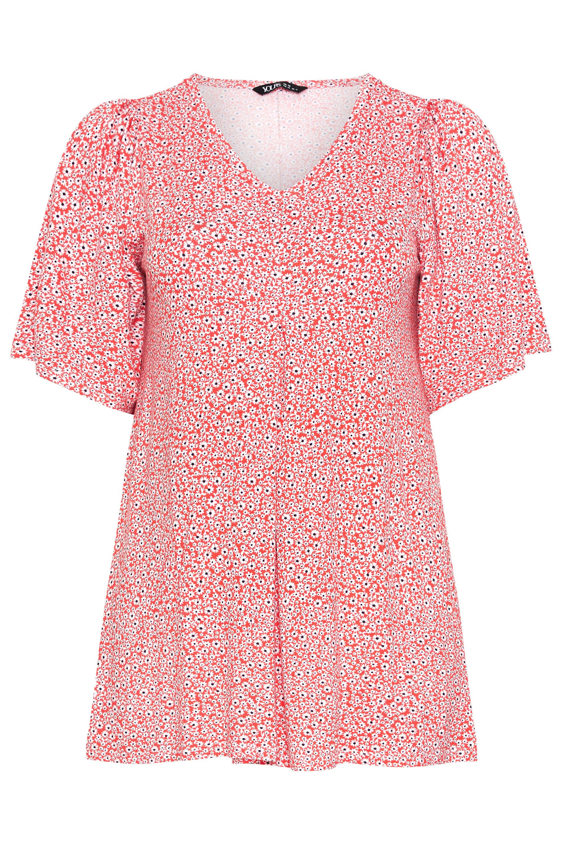 Yours Ditsy Floral Pleated Front Top