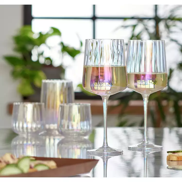 Habitat Iridescent Flute Wine Glass-Set of 4