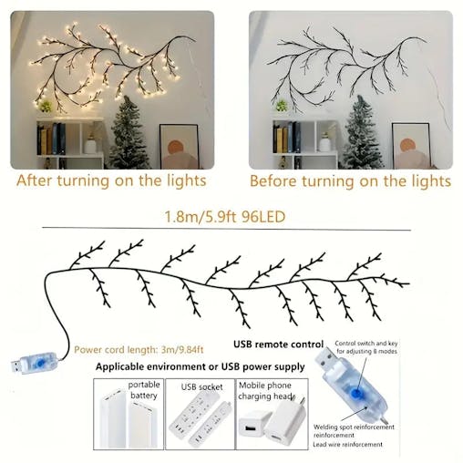 NNETM USB-Powered Tree Branch Decoration - Christmas Night Light