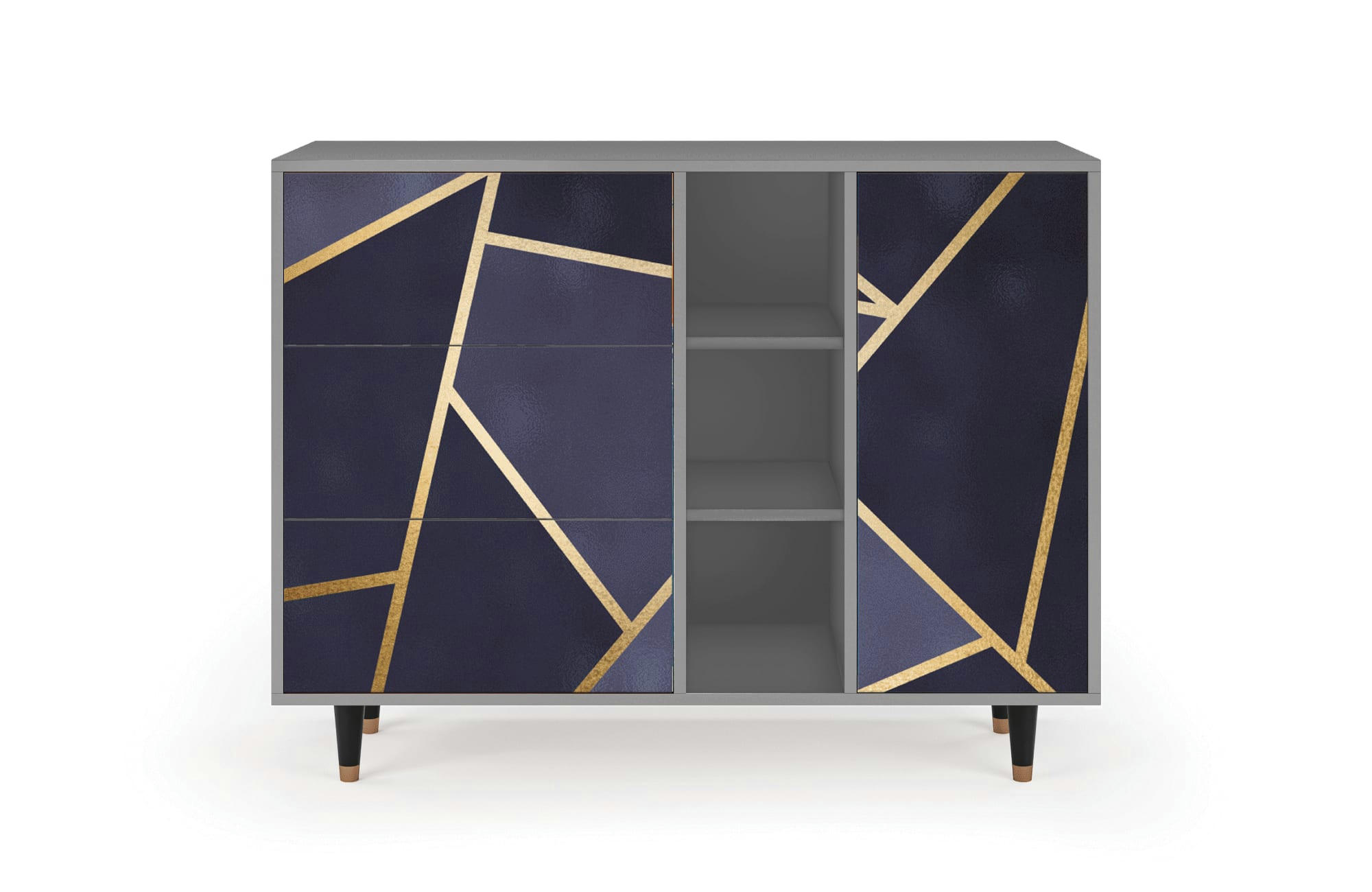 THE AMETHYST - Buffet  bleu 3 tiroirs et 1 porte L 125 cm