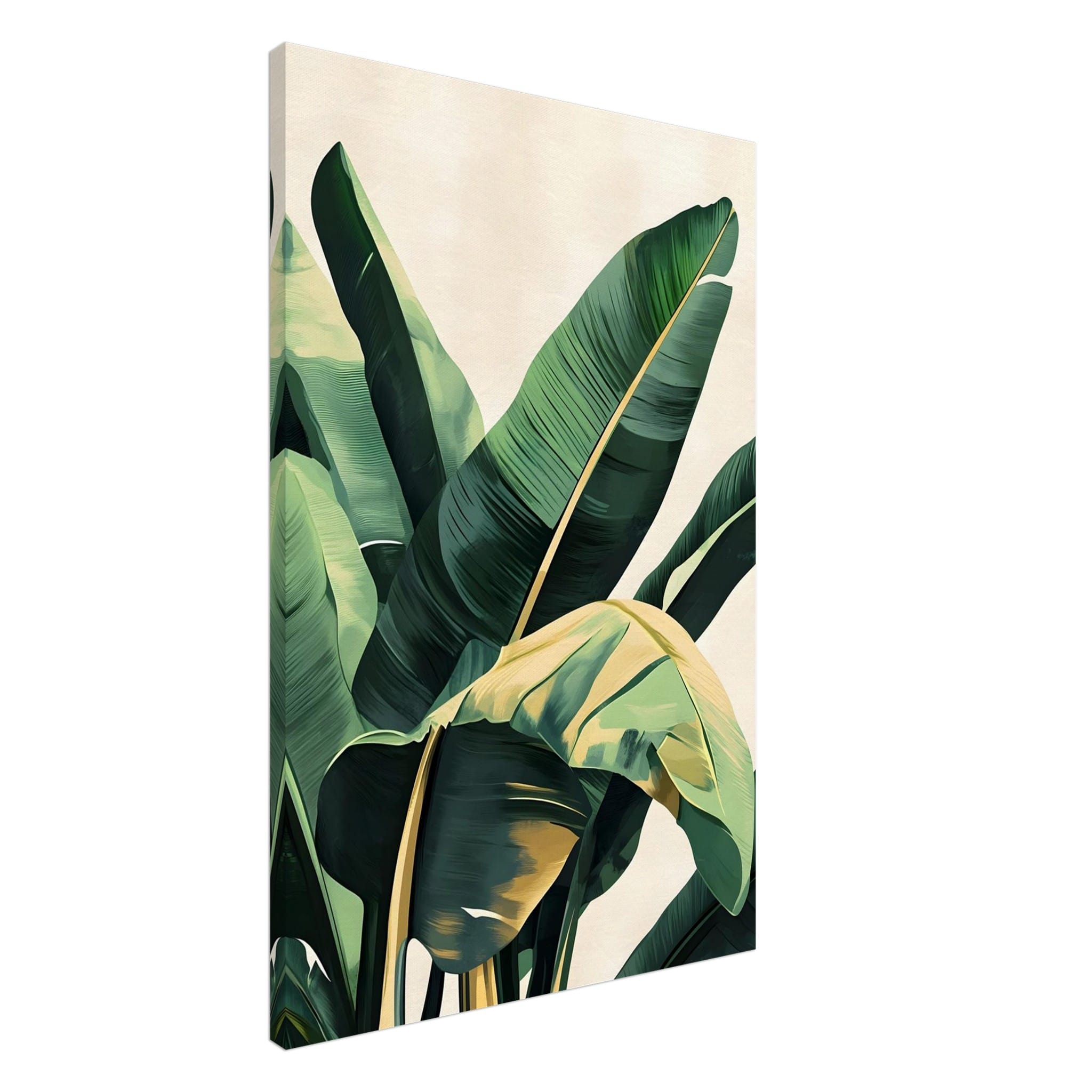 Artfulprints Canvas Tropical green leaves canvas - 60x90 cm - Groen