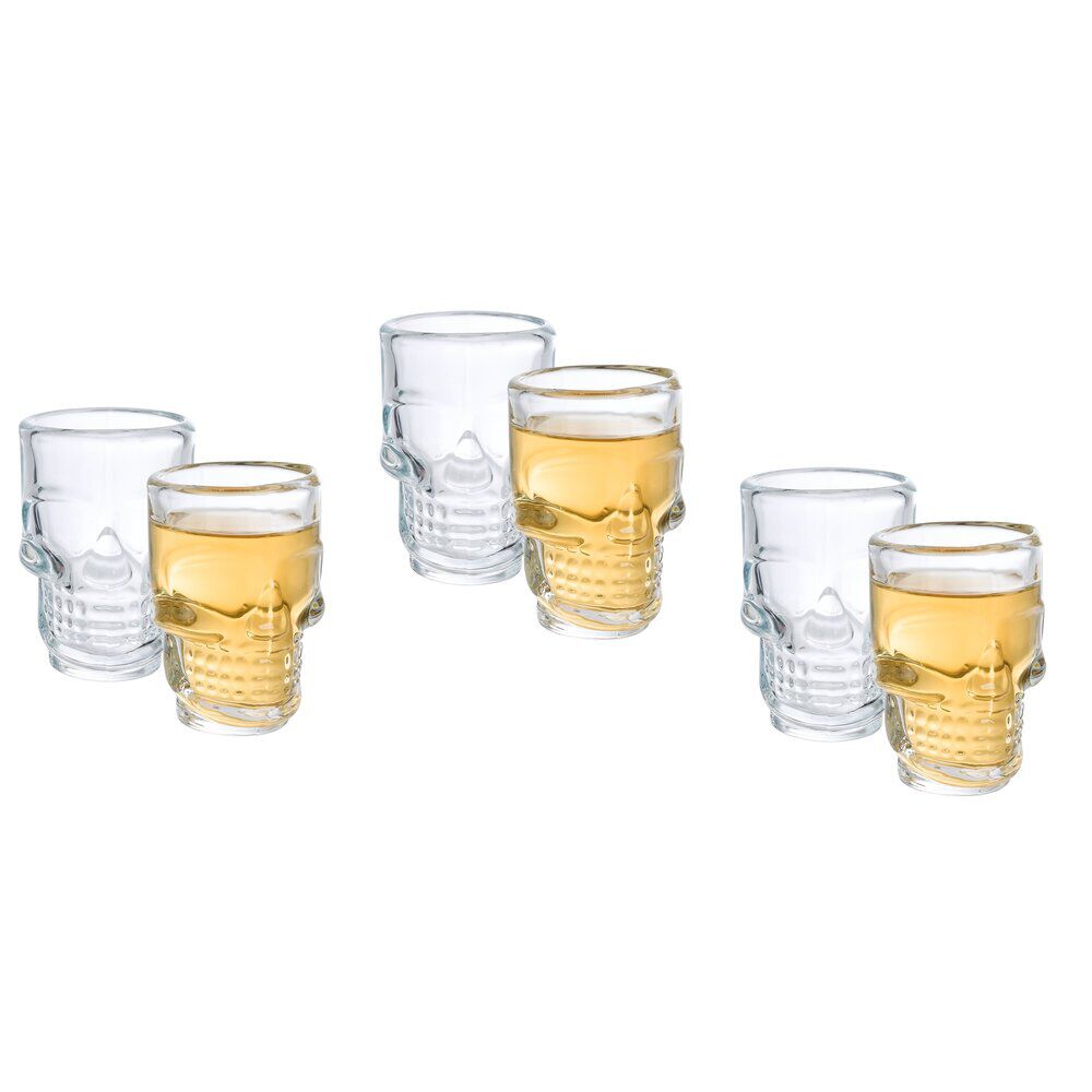 Lot de 6 verres shooters Halloween forme tête de mort