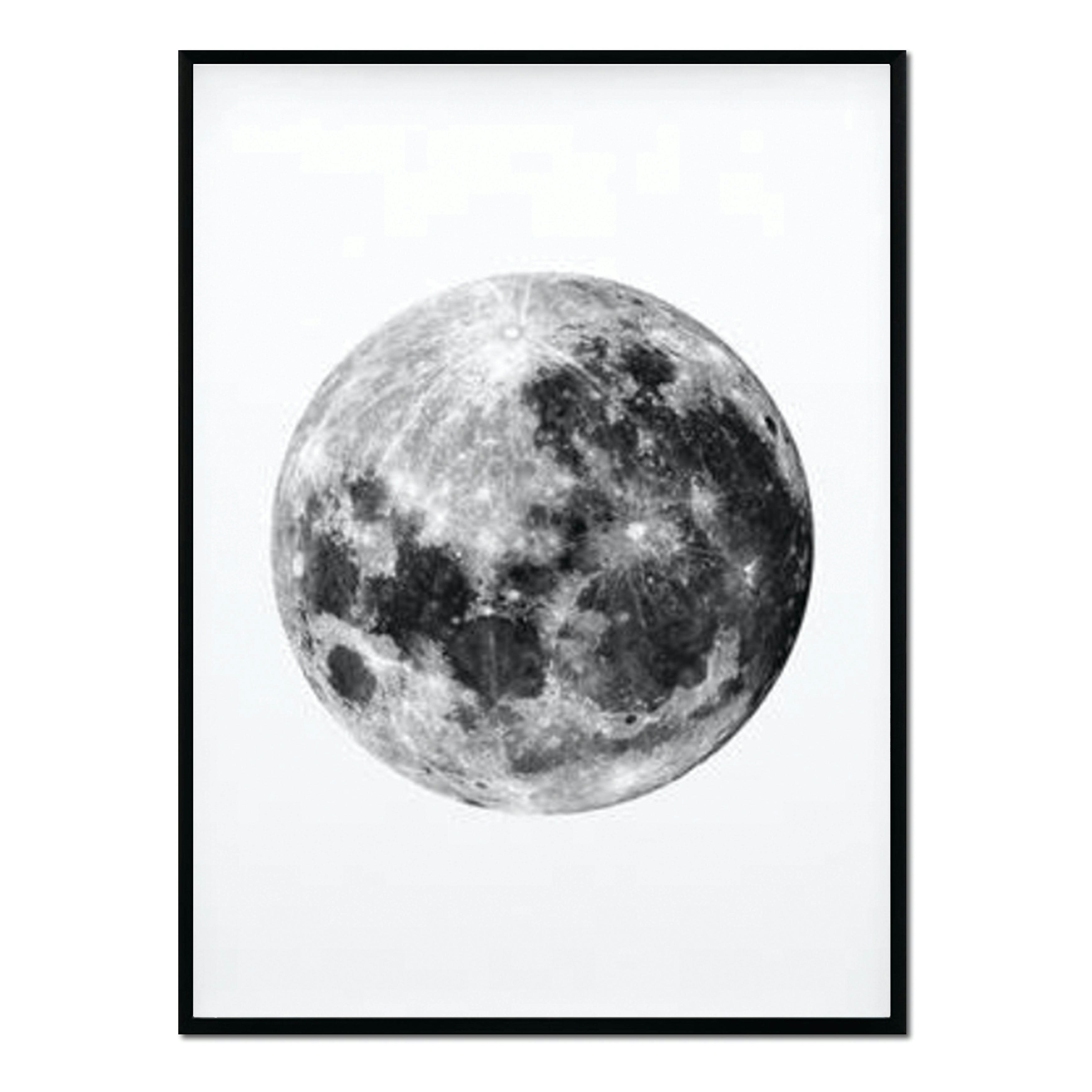 BW - Affiche avec cadre noir - Pleine Lune - 50x70