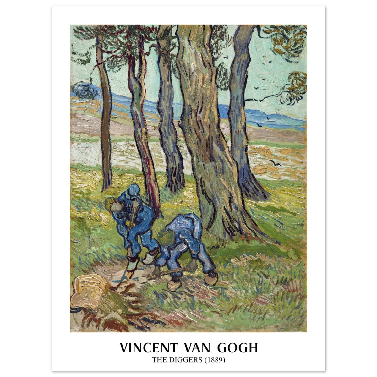 Artfulprints Poster Vincent van Gogh - The diggers  - 30x40 cm - Groen