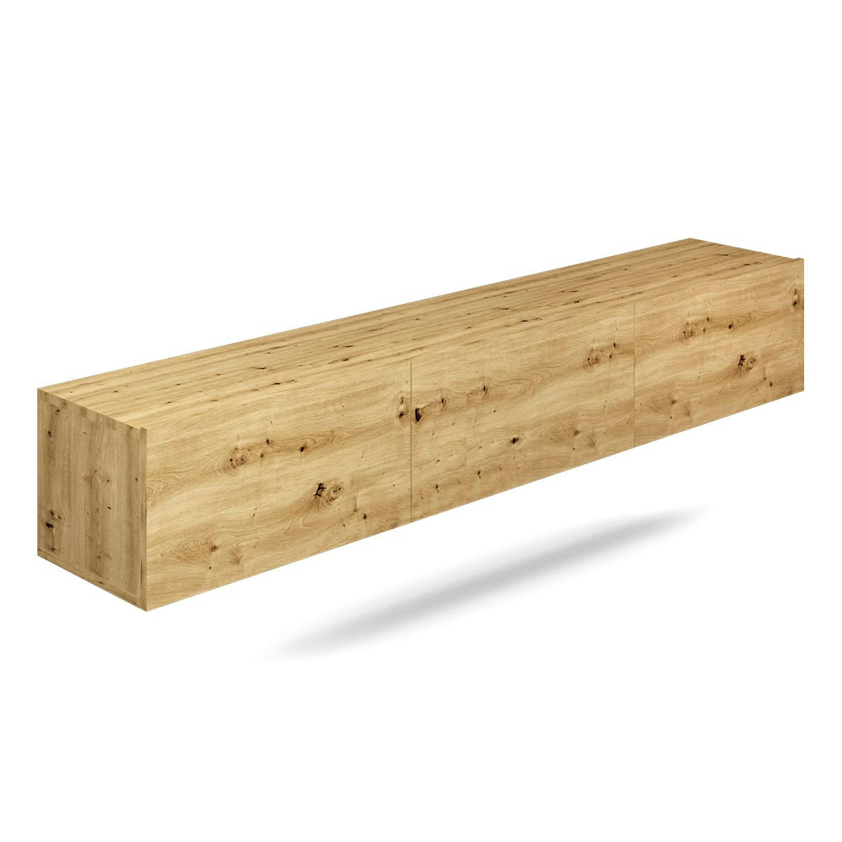 - Meuble tv mural 3 portes 180 cm naturel clair