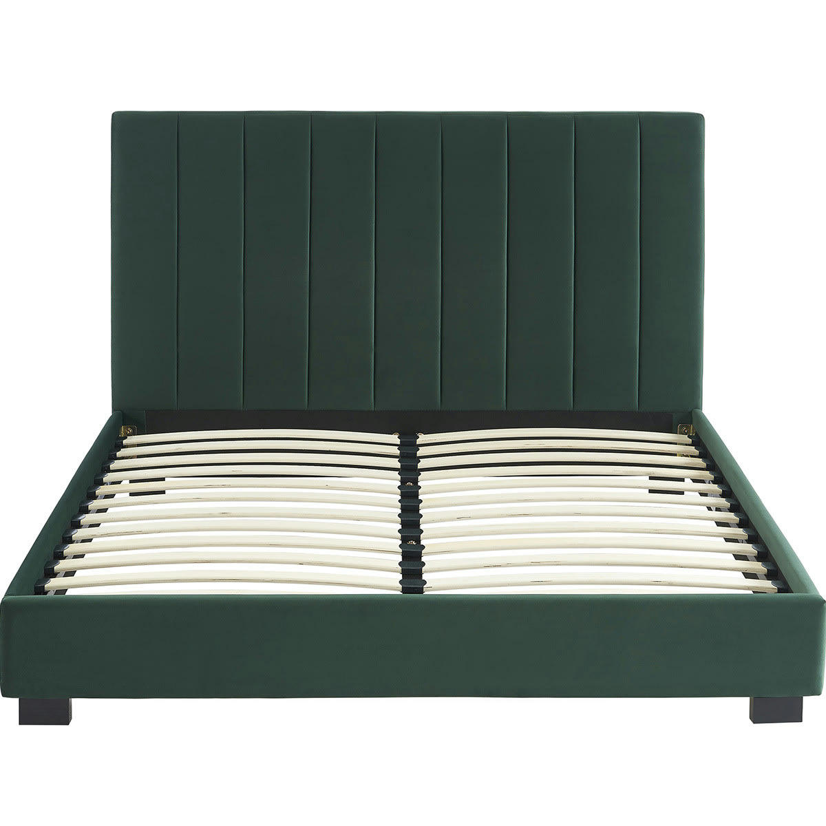 WILLIAM - Lit adulte avec tête de lit capitonnée en velours vert140x190