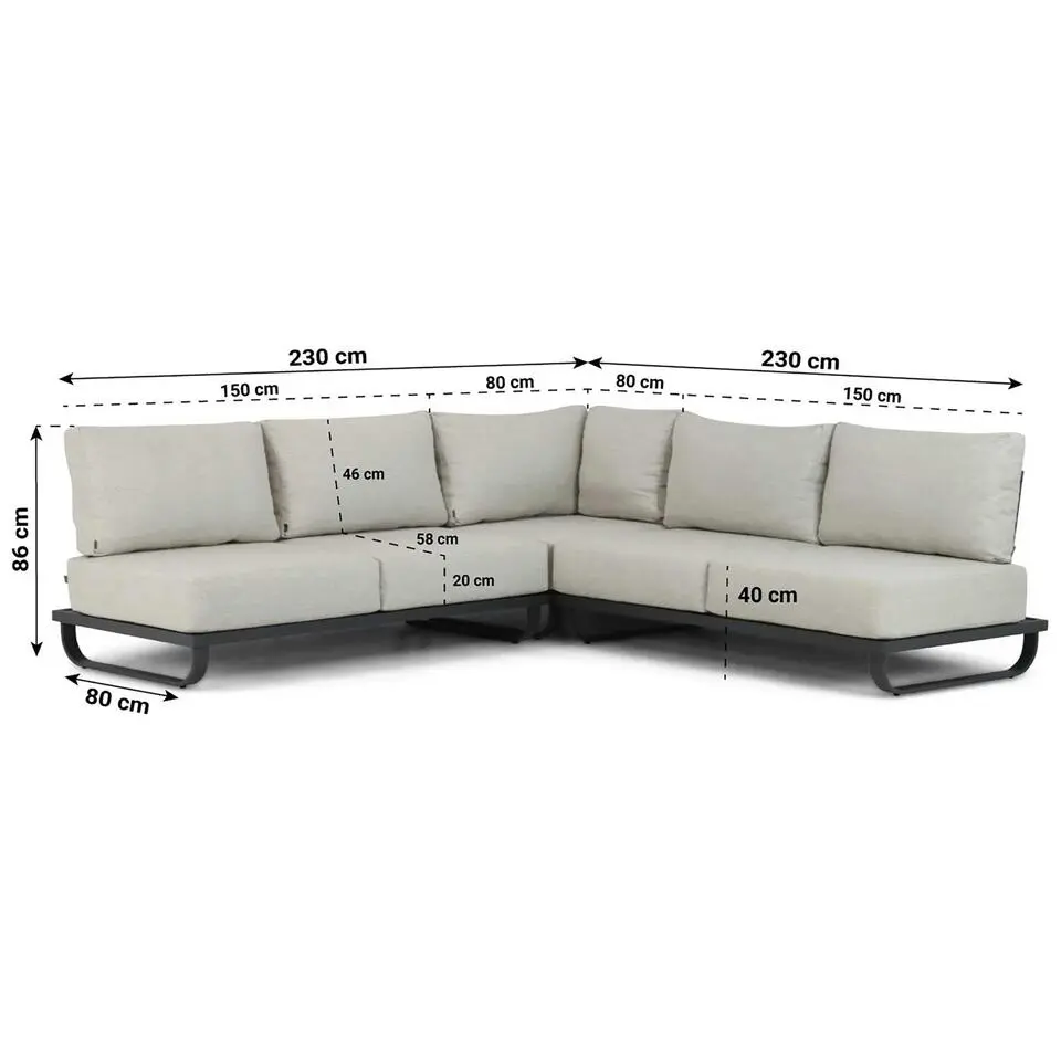 Hoek loungeset 5 personen Aluminium Grijs Lifestyle Garden Furniture Venice