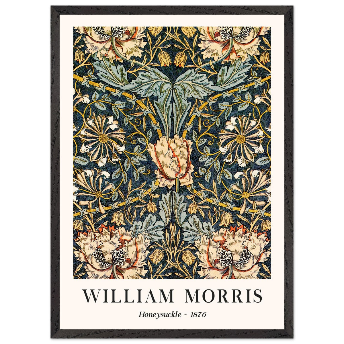 Artfulprints Poster met Lijst William Morris - Honeysuckle 1876  - 50x70 cm - Donkergroen