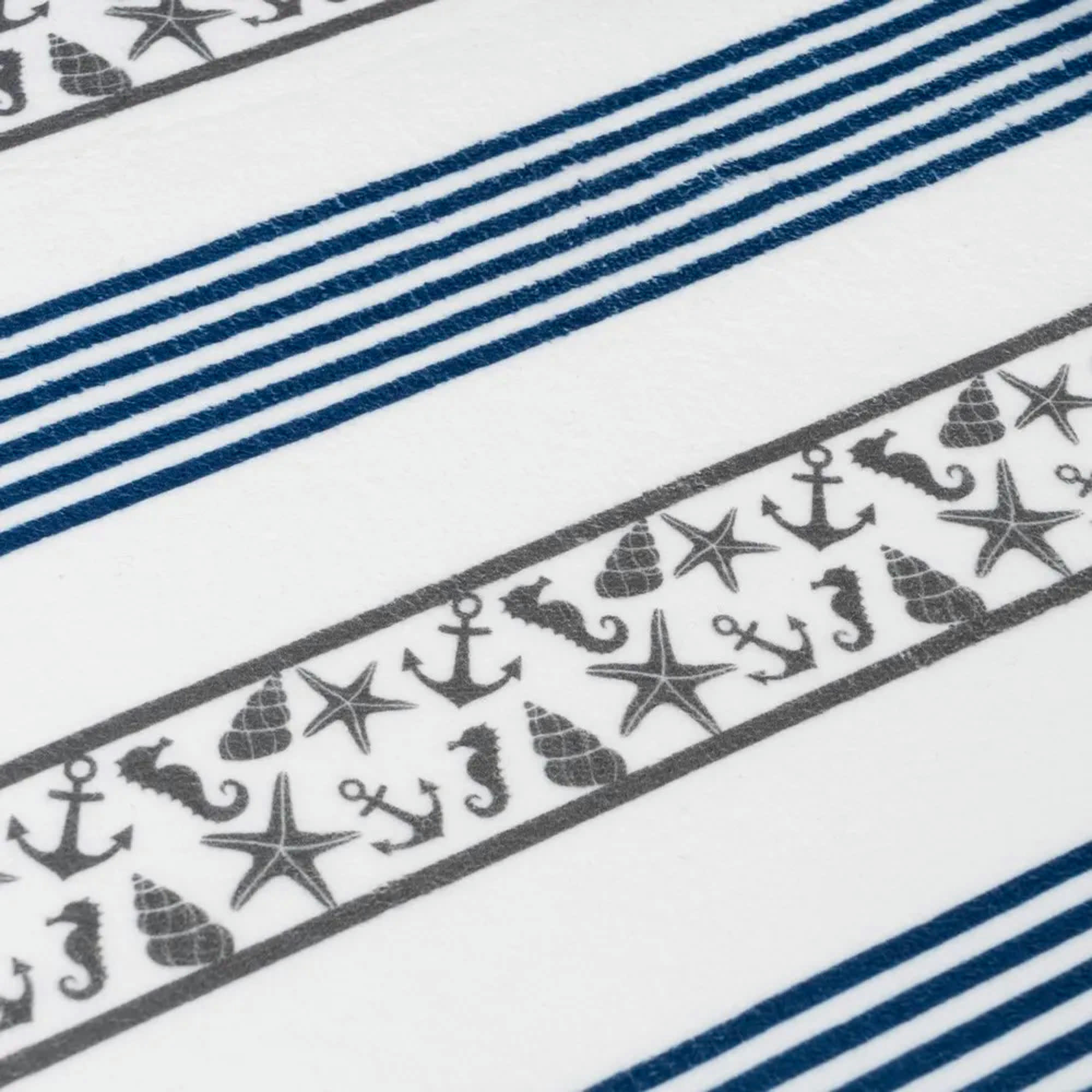 - Tapis de bain microfibre bleu et blanc coquillages 45x70cm