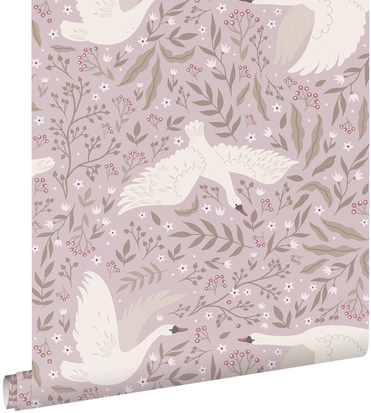 ESTAhome behang zwanen lila paars - 53 cm x 10.05 m - 130959