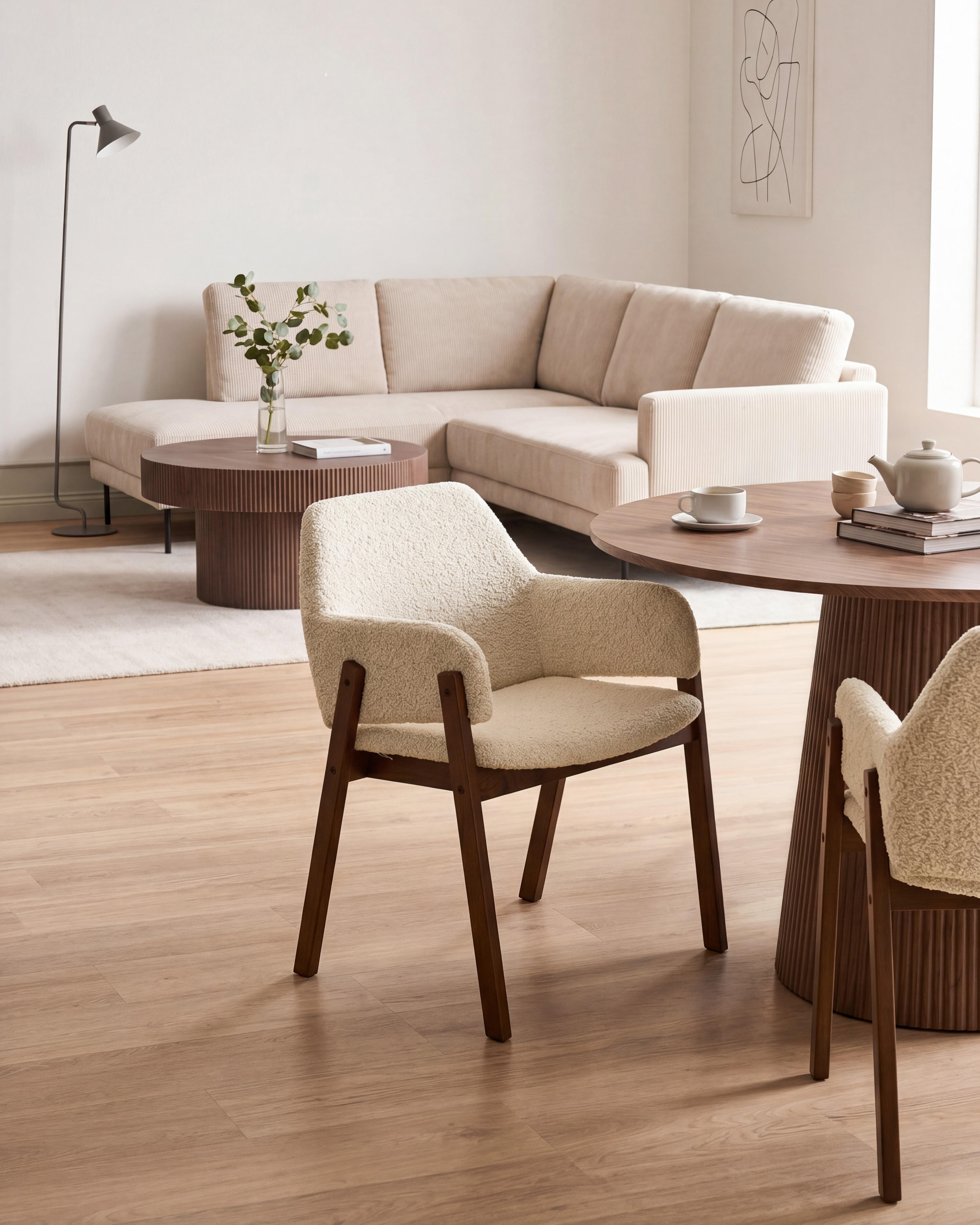 Set of 2 Dining Chairs ALBION Boucle Light Beige