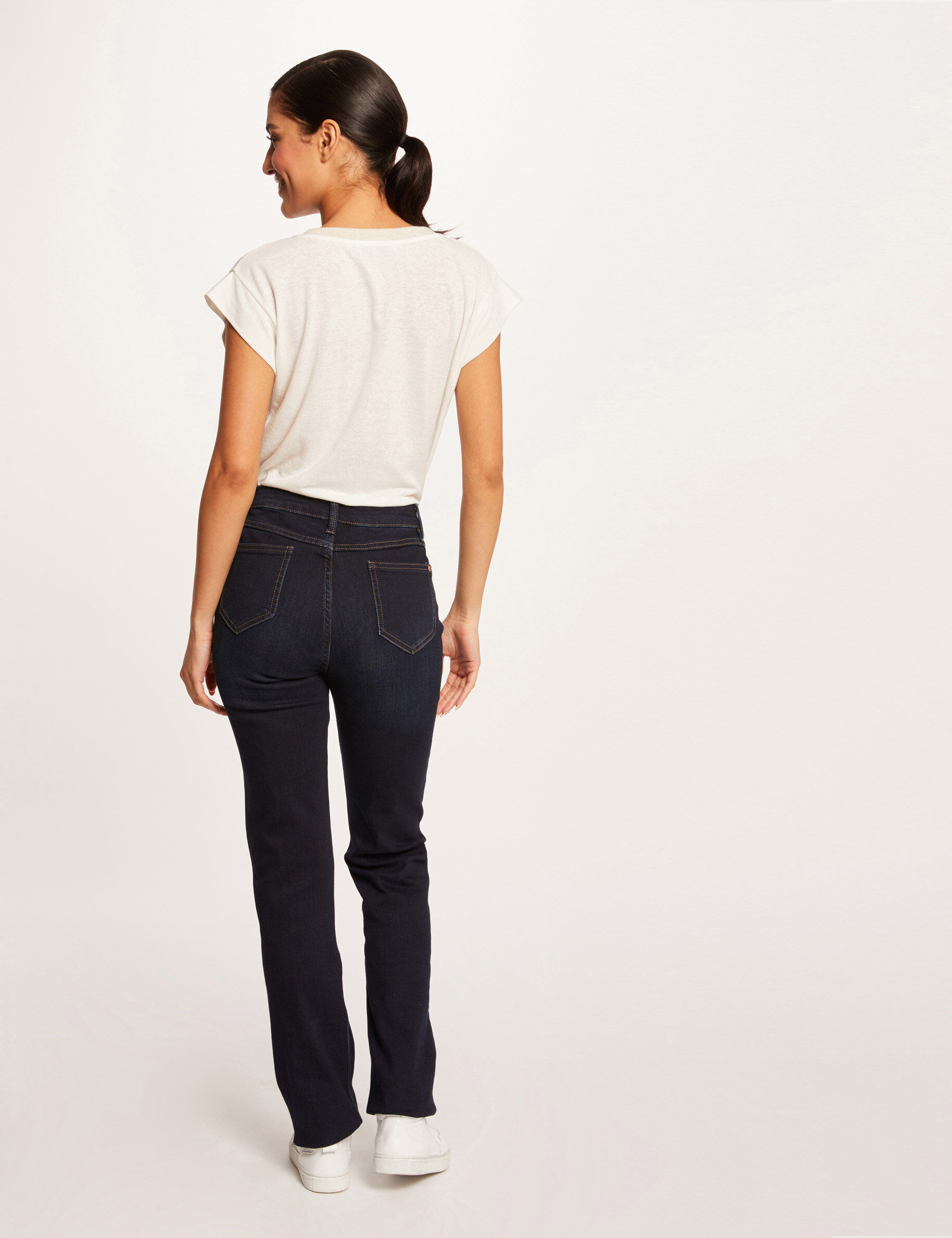 Standard Waisted Regular Jeans Raw Denim Women