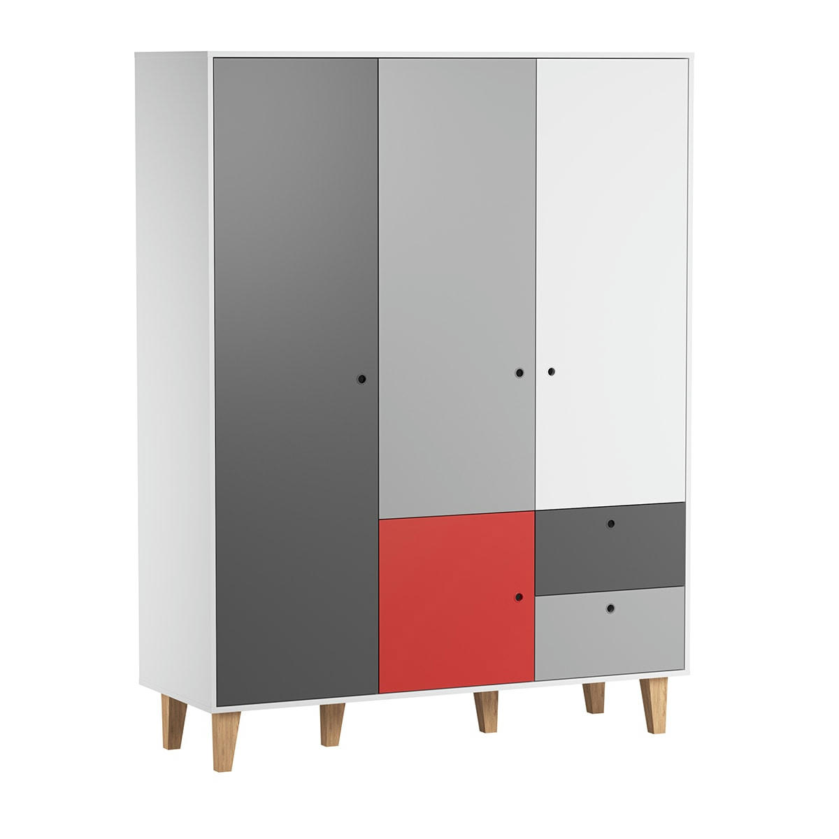 CONCEPT - Armoire 3 portes rouge