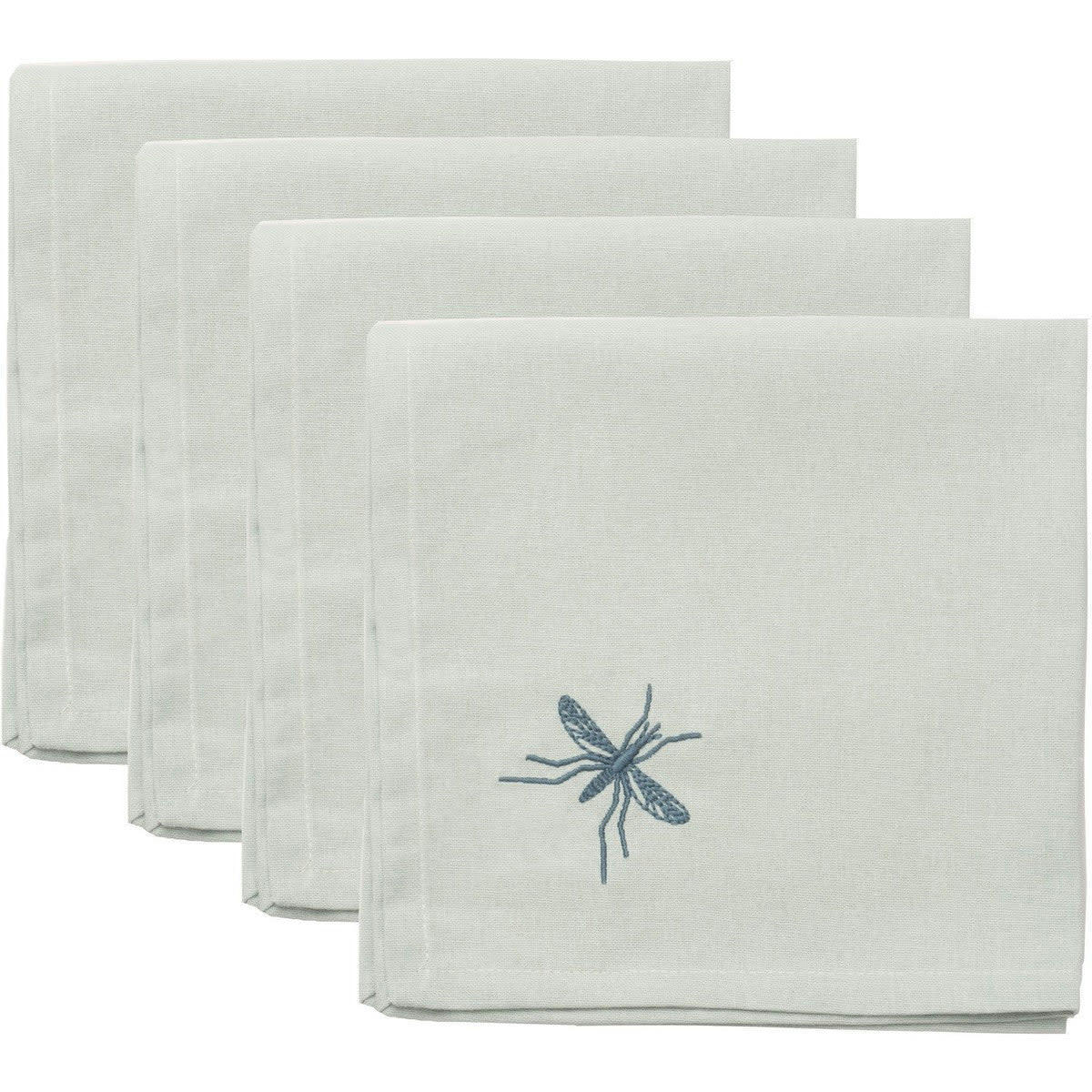 MOSQUITO - Serviettes de table (x4) coton  45x45 bleu paon