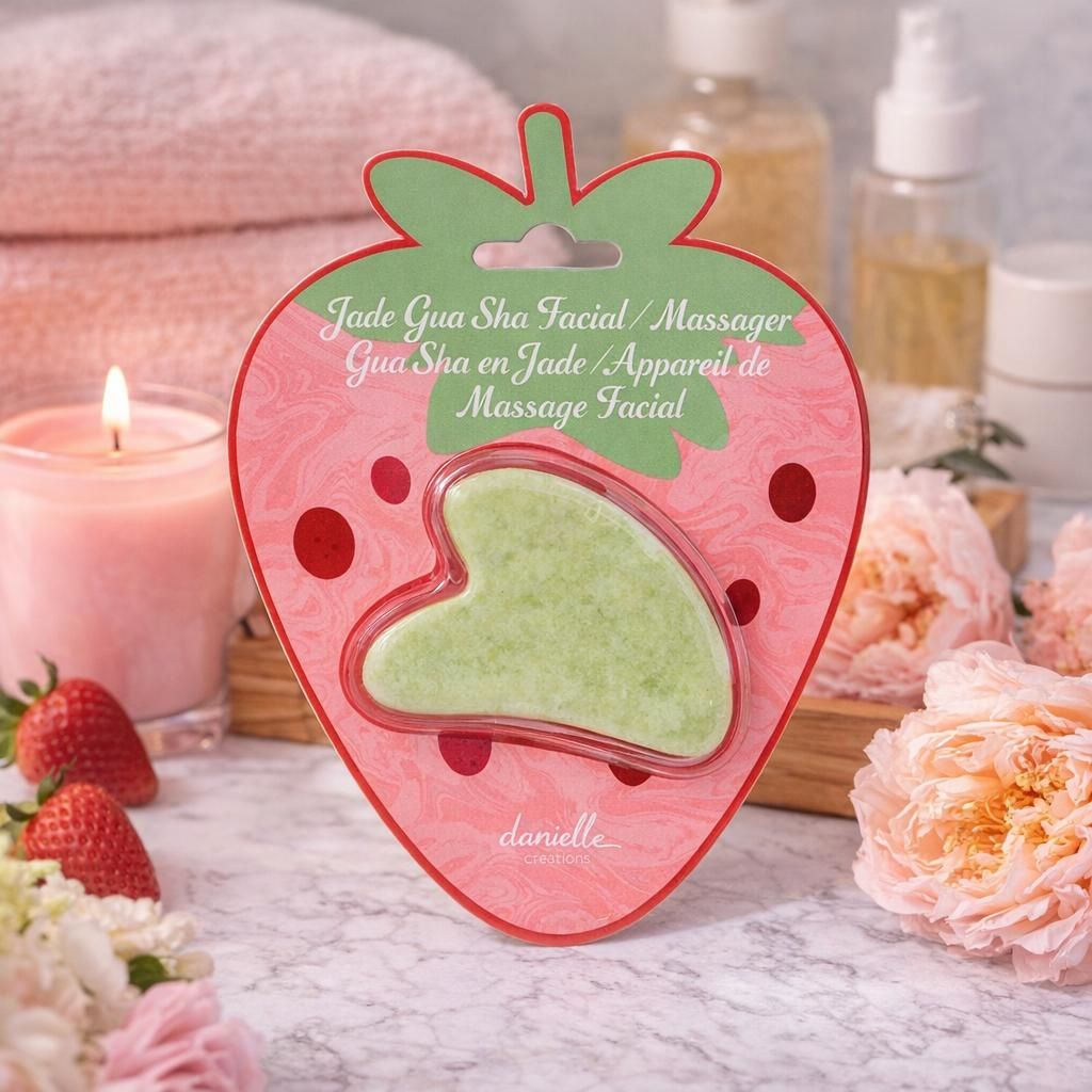 Danielle Creations Matcha Strawberry Jade Gua Sha Facial Massager Tool