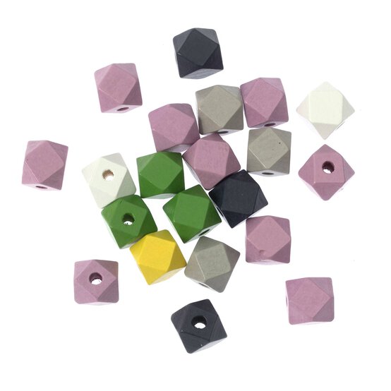 Mixed Wooden Geometric Beads 40g