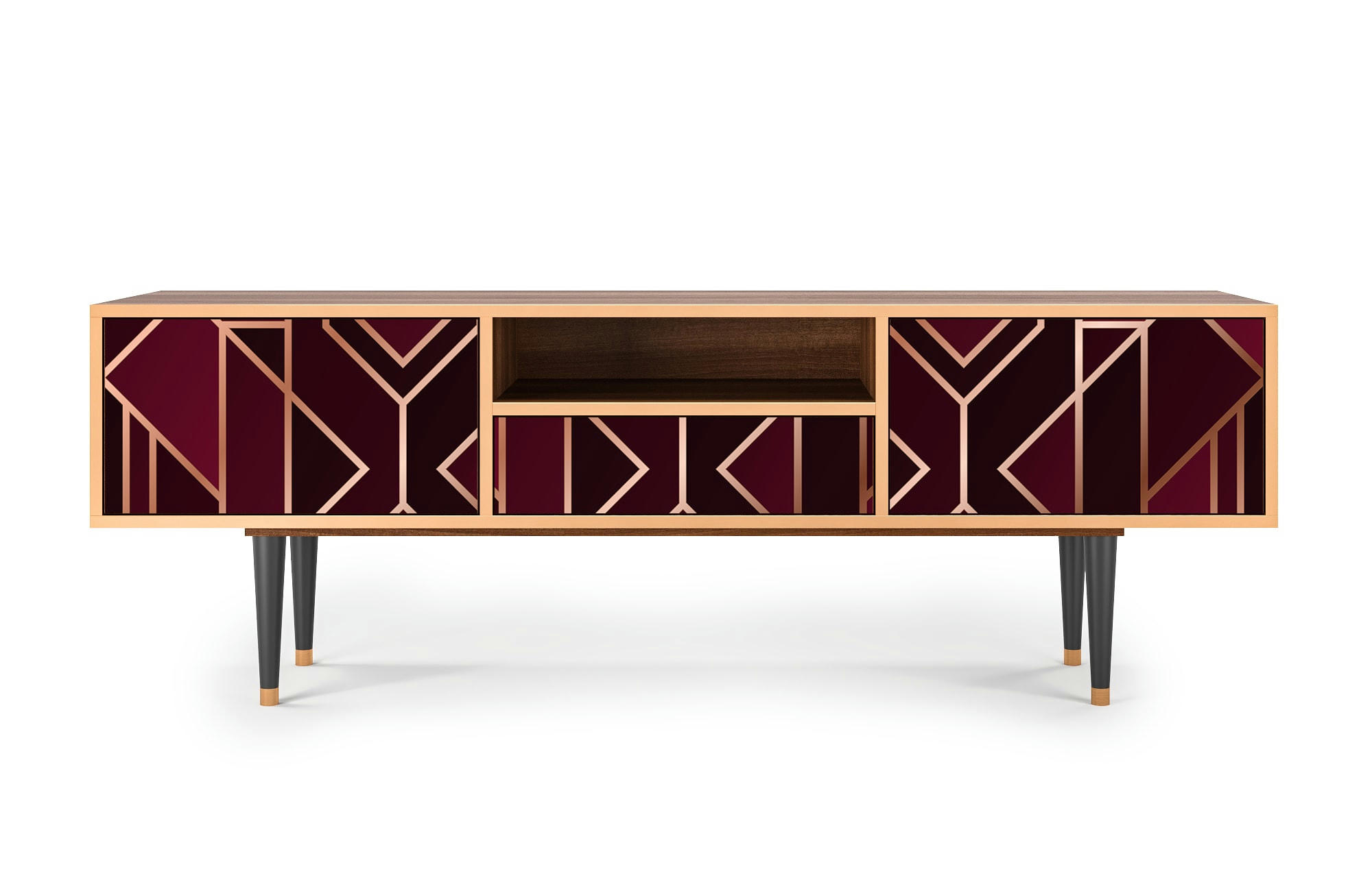 BURGUNDY JEWELERY - Meuble TV  bordeaux 1 tiroir et 2 portes L 170 cm