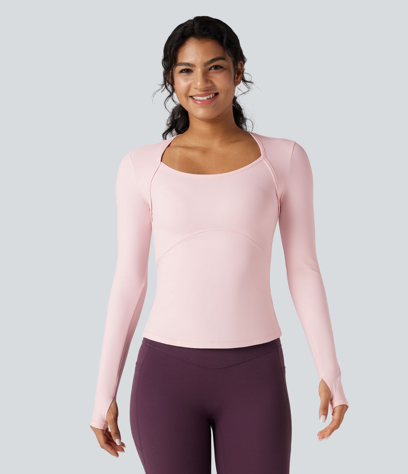 Top de sport yoga SoftlyZero™ Plush manches longues avec trous pouces